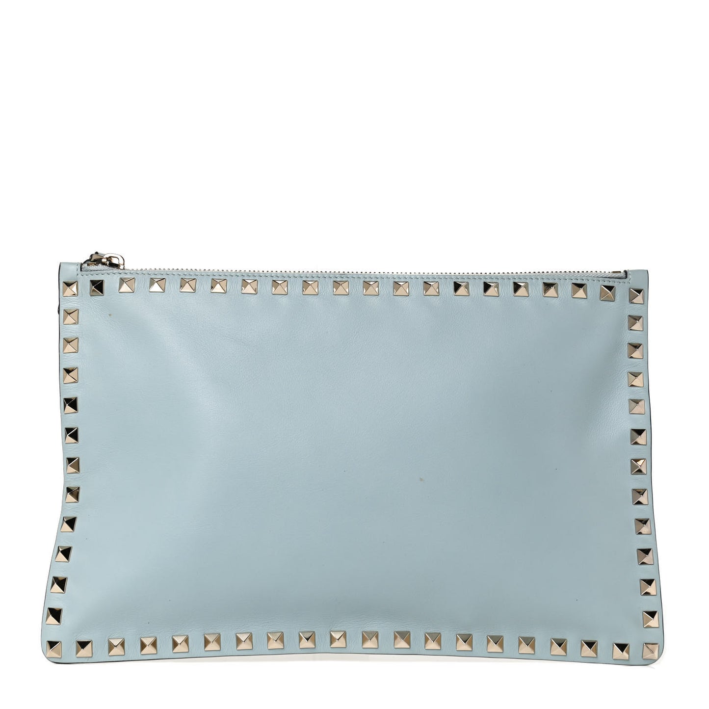 Vitello Large Rockstud Zip Pouch Sky Sorbet