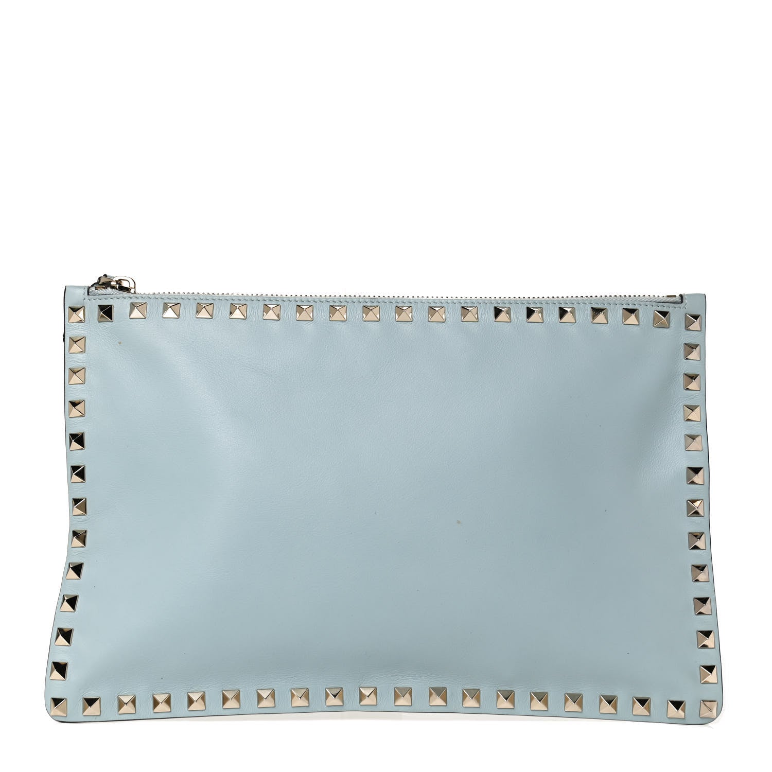 Valentino Garavani Vitello Large Rockstud Zip Pouch Sky Sorbet 1 of 9