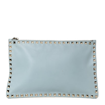 Valentino Garavani Vitello Large Rockstud Zip Pouch Sky Sorbet 1 of 9