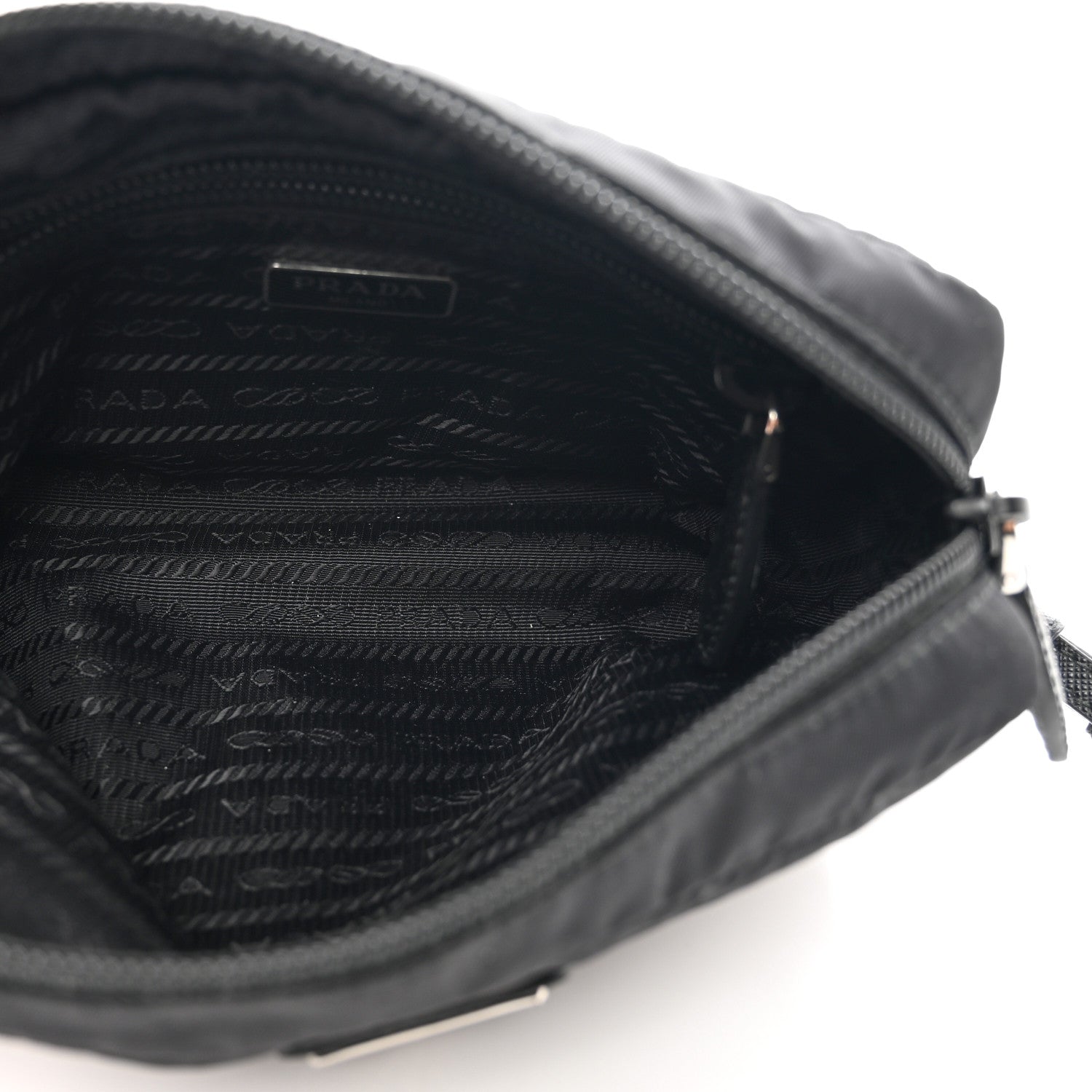 Prada Tessuto Nylon Vela Saffiano Necessaire Wristlet Pouch Black 5 of 6