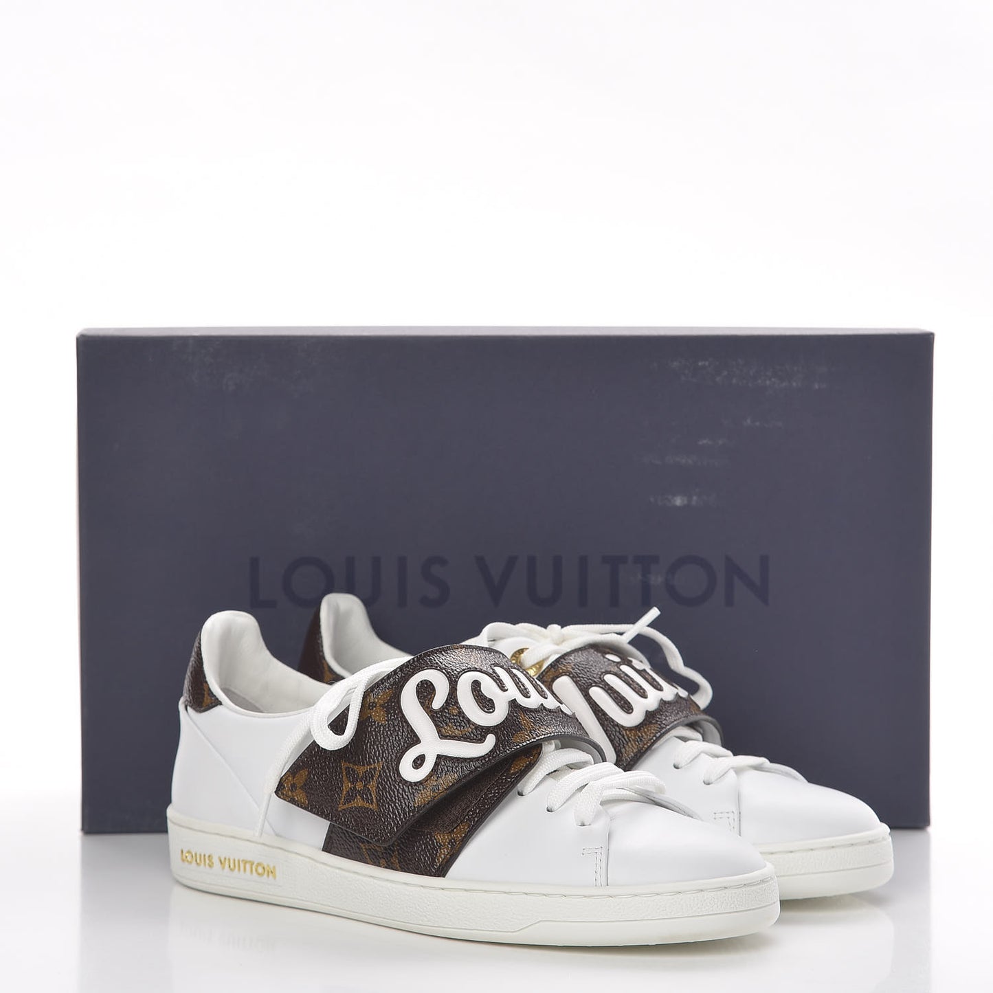 Calfskin Monogram Frontrow Sneakers 34 White