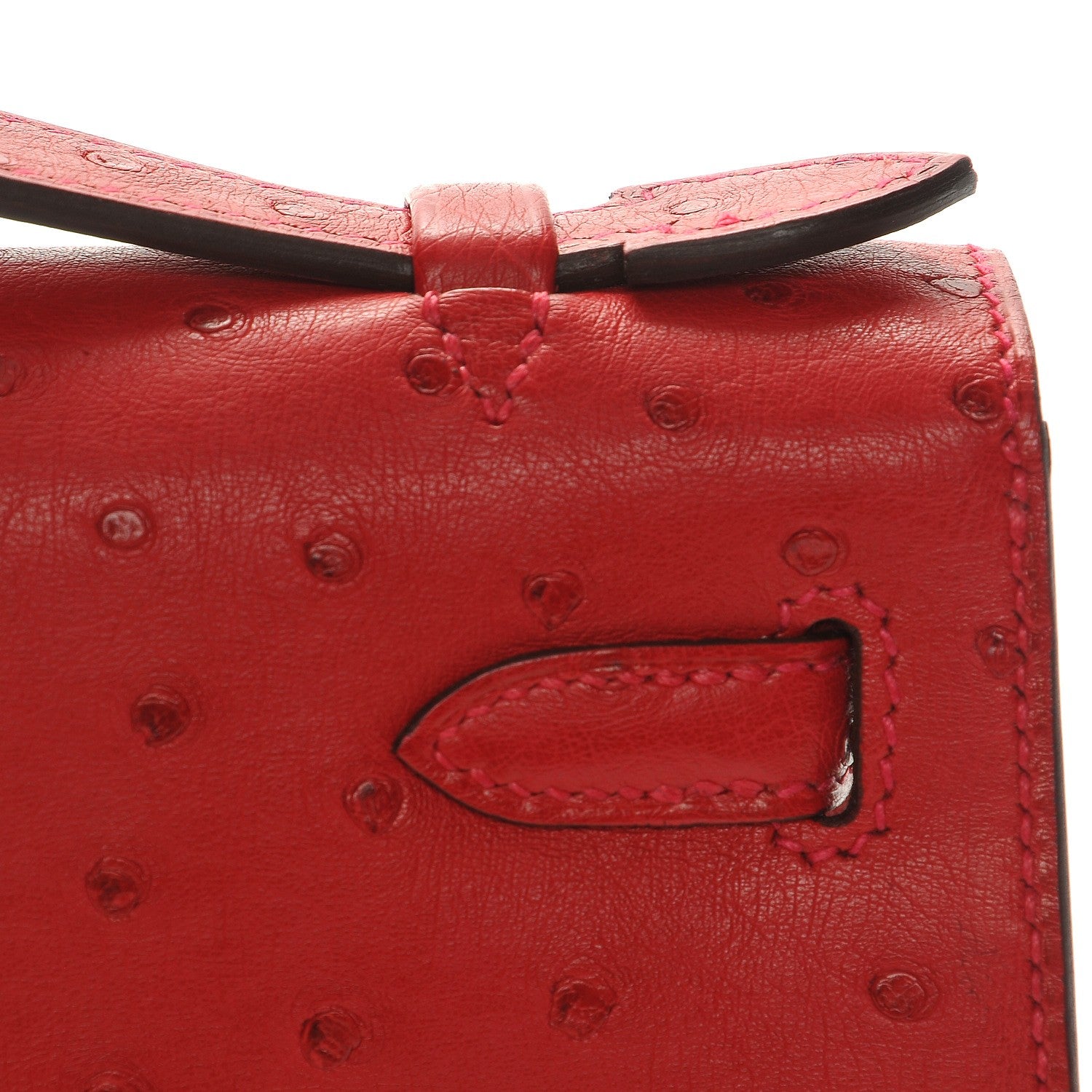 Hermes Ostrich Kelly Pochette Rouge Vif 20 of 23
