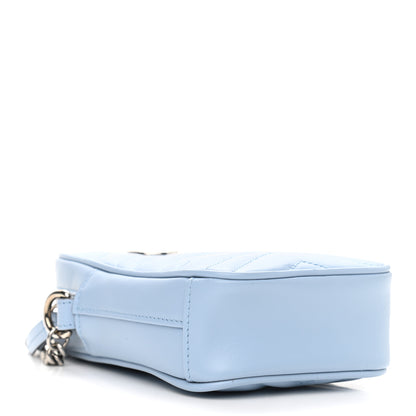 Gucci Calfskin Matelasse Mini GG Marmont Crossbody Bag Porcelain Light Blue 4 of 10