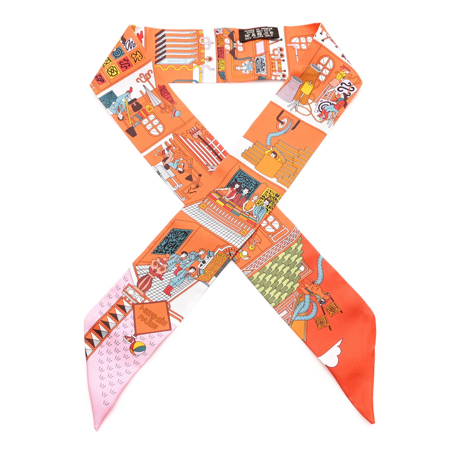 Silk La Maison des Carres Twilly Orange Capucine Rose