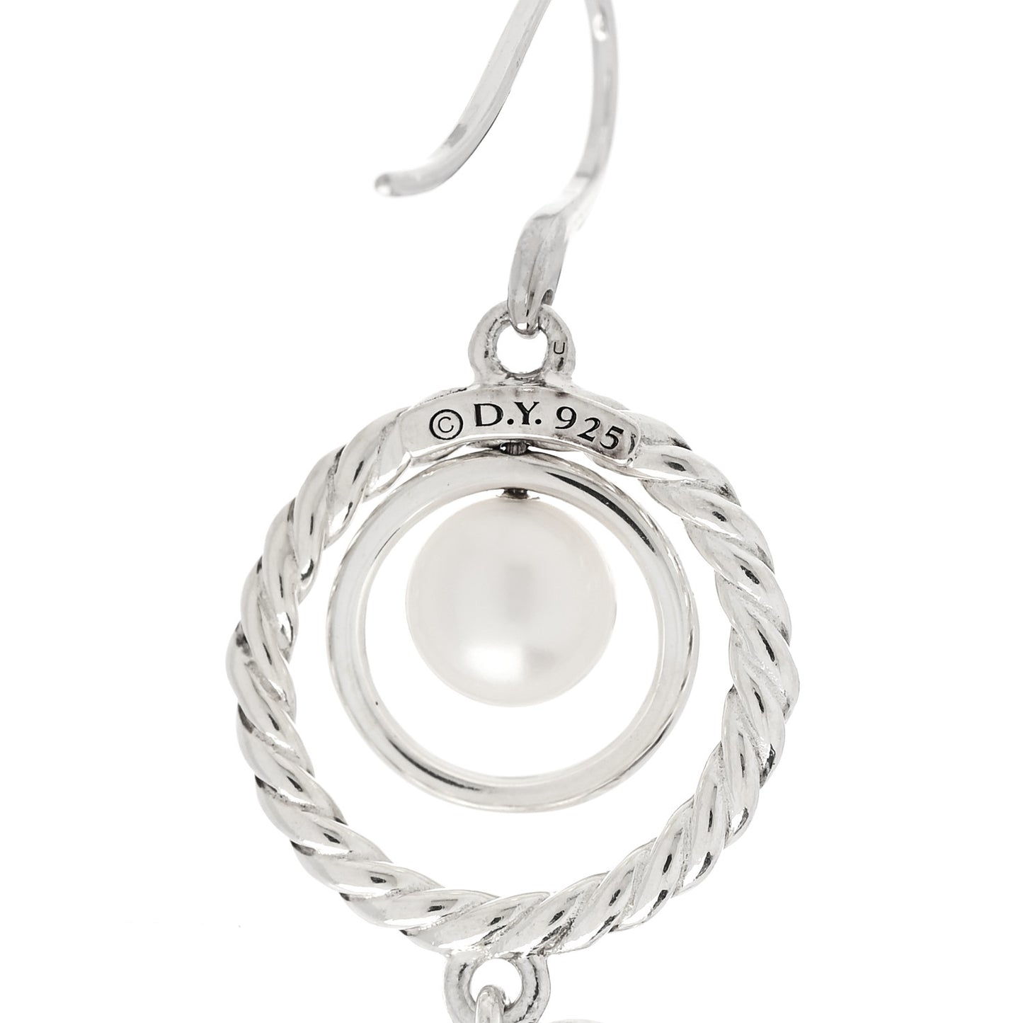 Sterling Silver Cultured Pearl Cable Triple Drop Earrings