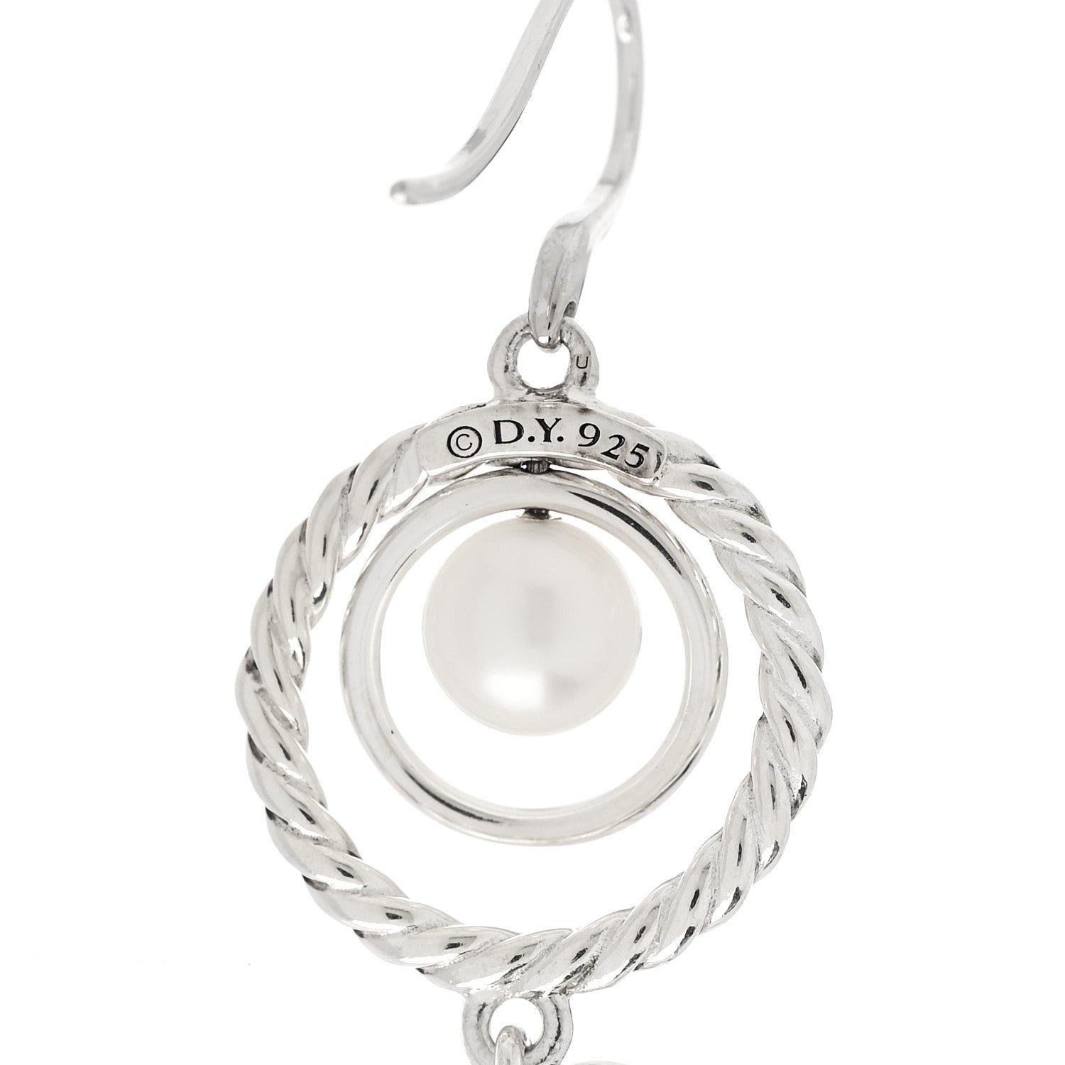 David Yurman Sterling Silver Cultured Pearl Cable Triple Drop Earrings 4 of 4