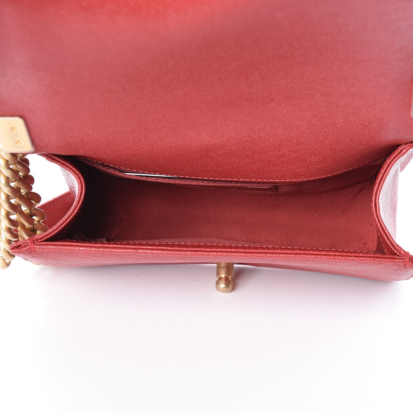 Caviar Quilted Small Boy Flap Red