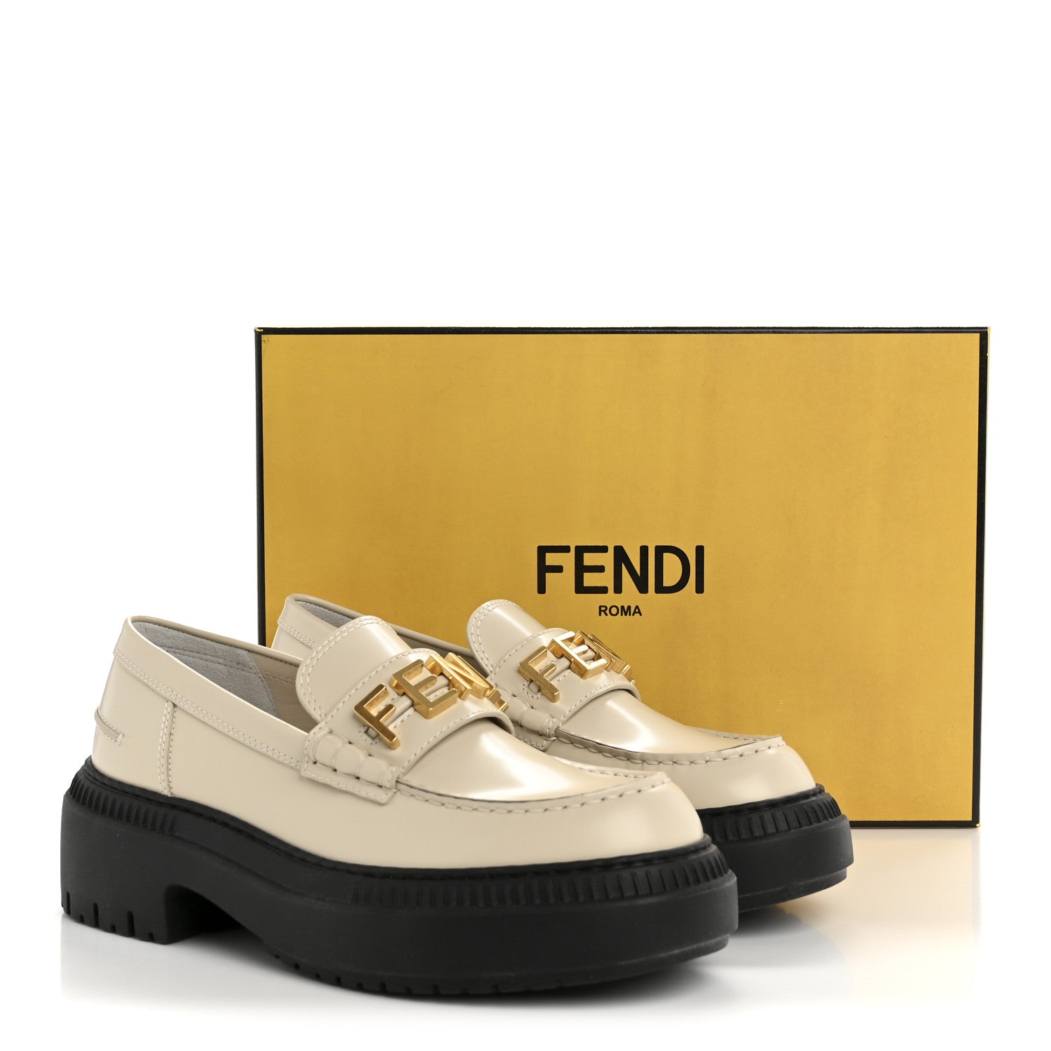 Fendi Vitello Abrasivato Fendigraphy 50mm Loafers 40 Blanco Babe 10 of 10