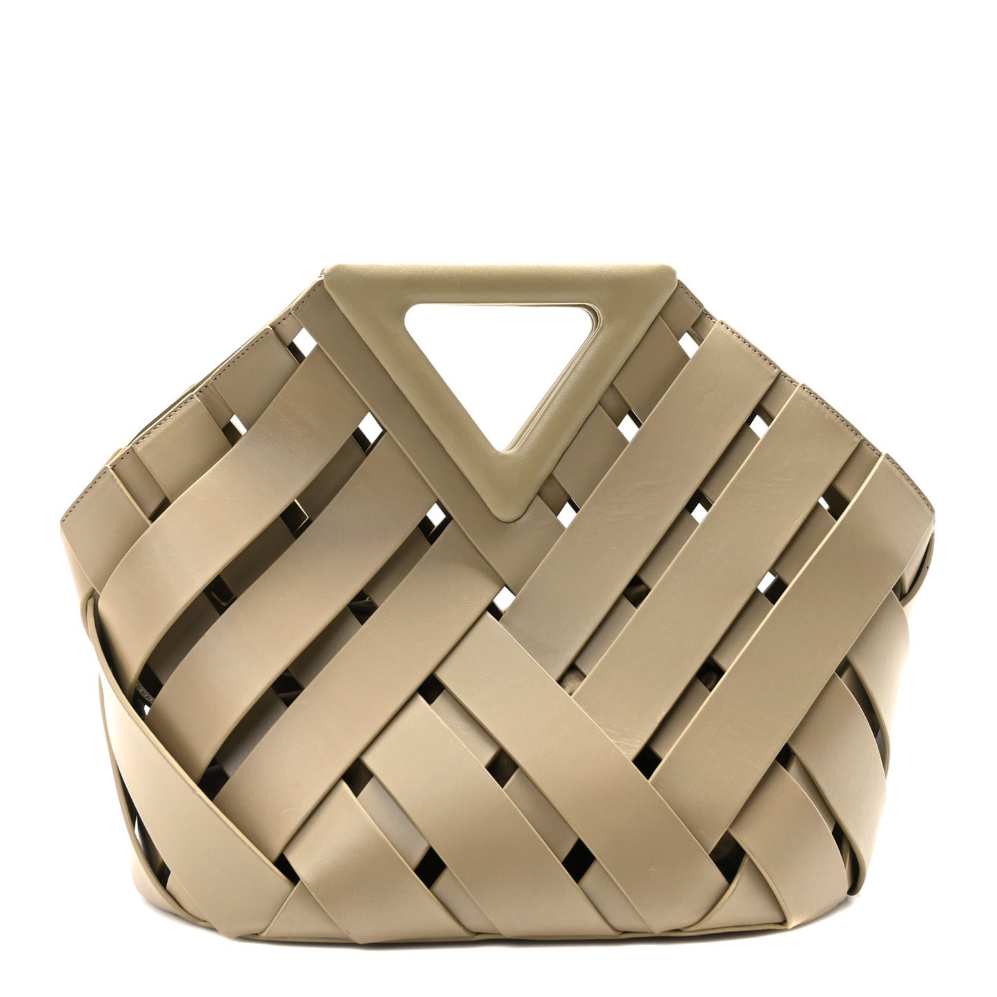 Calfskin The Point Weave Triangle Bag Taupe Grey