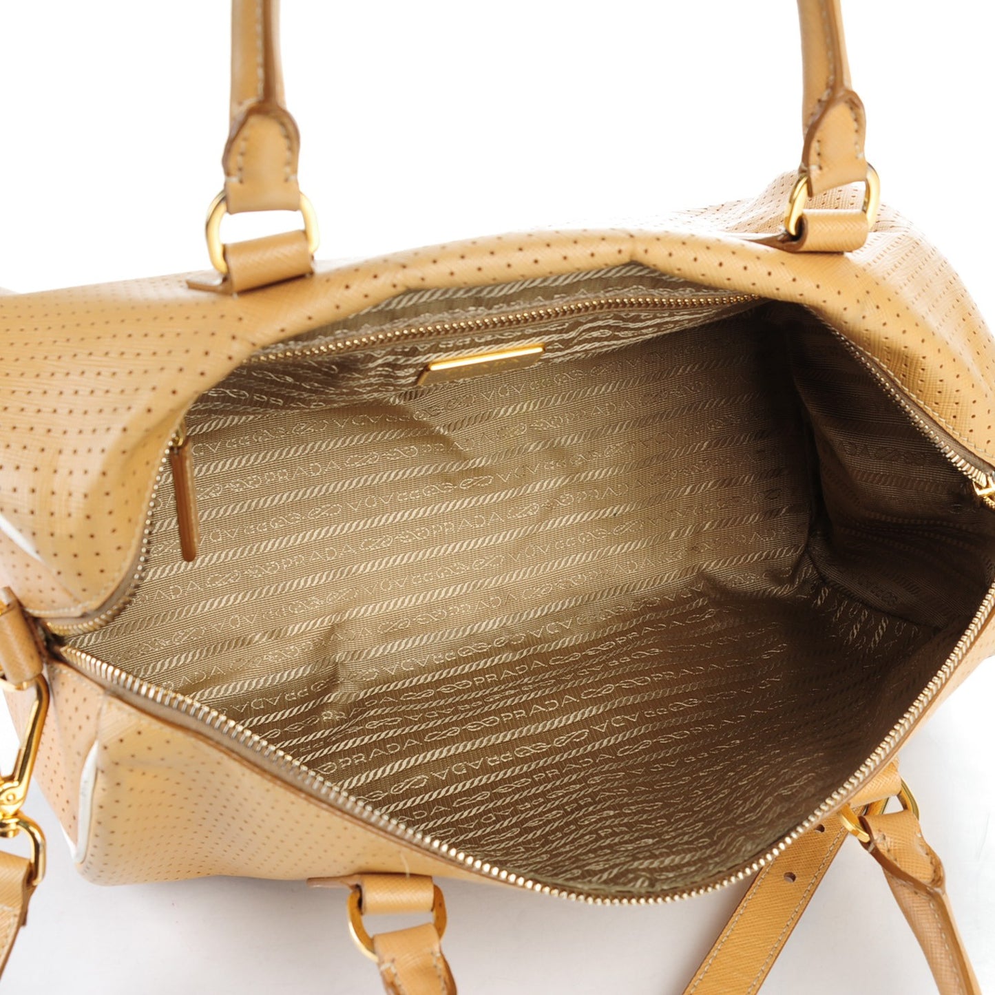 Saffiano Perforated Bauletto Cammello