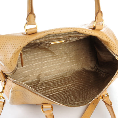 Prada Saffiano Perforated Bauletto Cammello 5 of 10