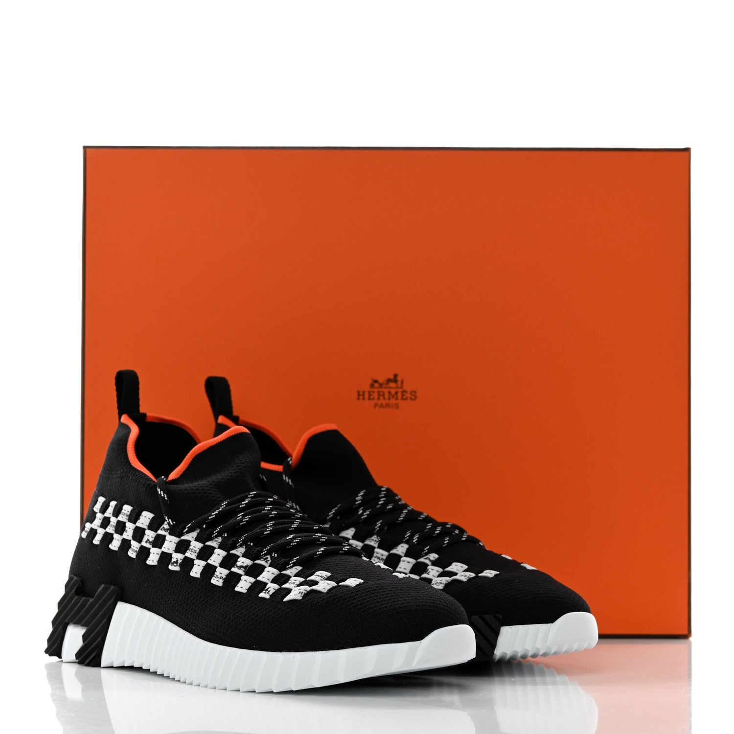 Hermes Knit Womens Flex Bolduc Sneakers 38 Black White 8 of 8