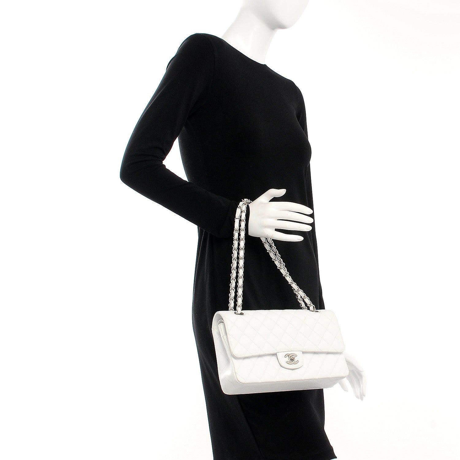 Chanel Caviar Quilted Medium Double Flap White 2 of 12