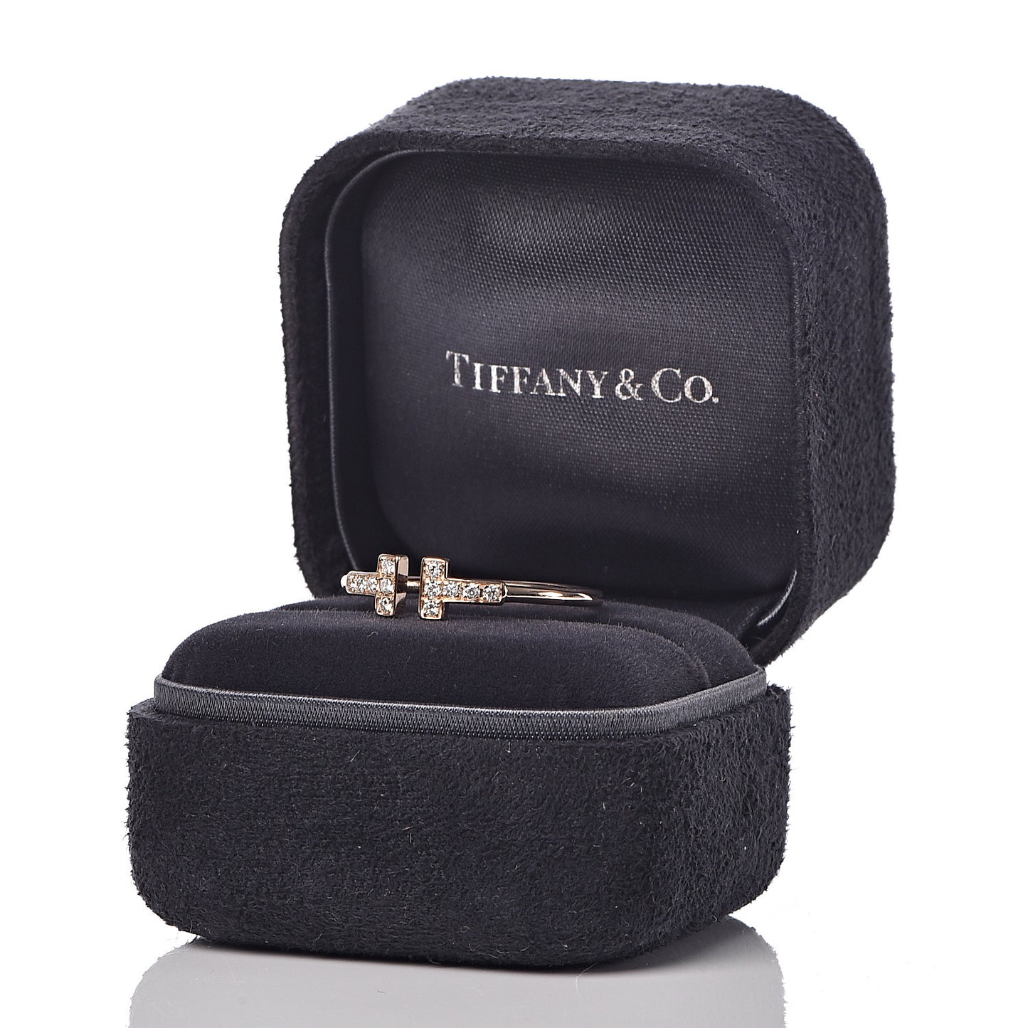 18K Rose Gold Diamond T Wire Ring 63 10.5