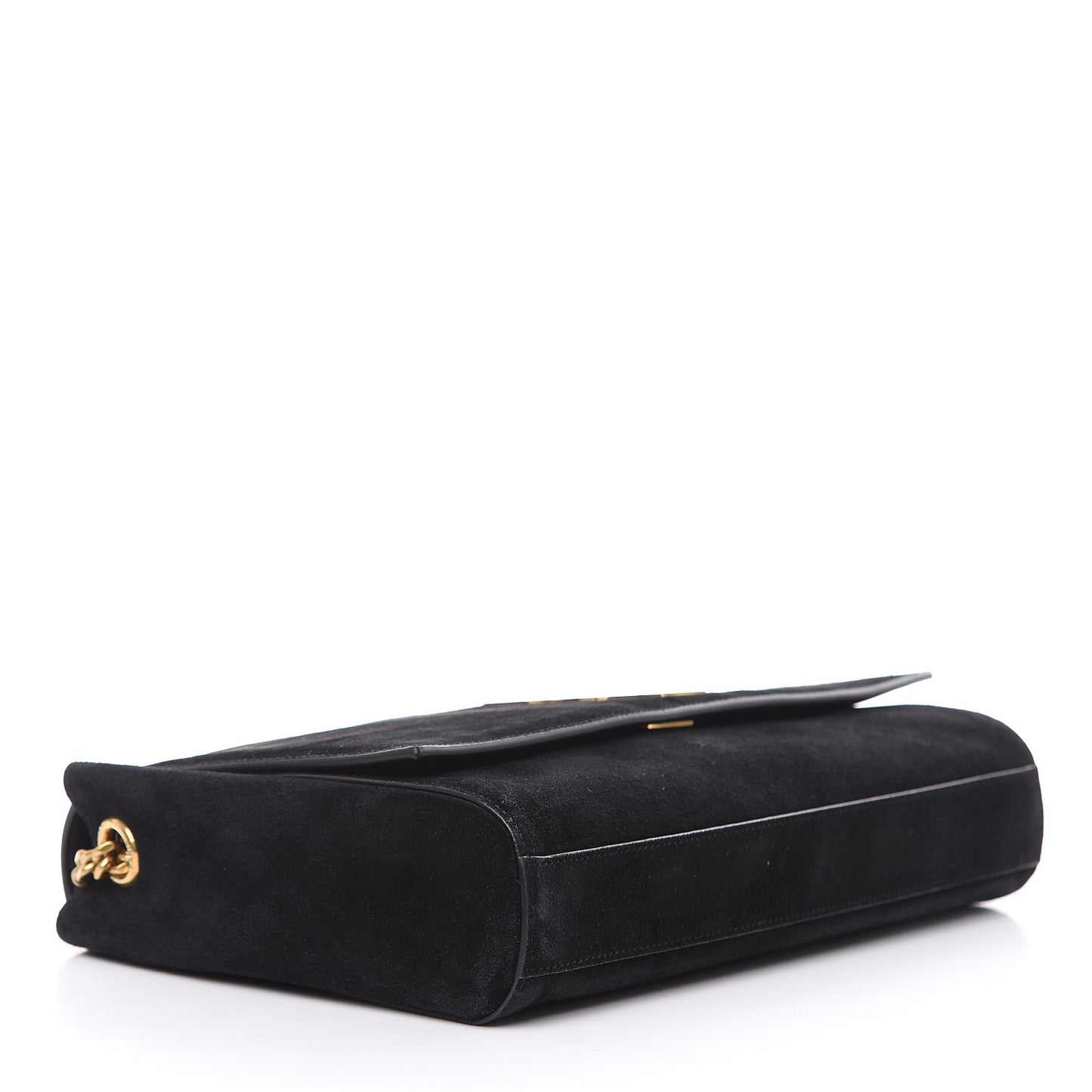 Smooth Calfskin Suede Medium Reversible Monogram Kate Satchel Black