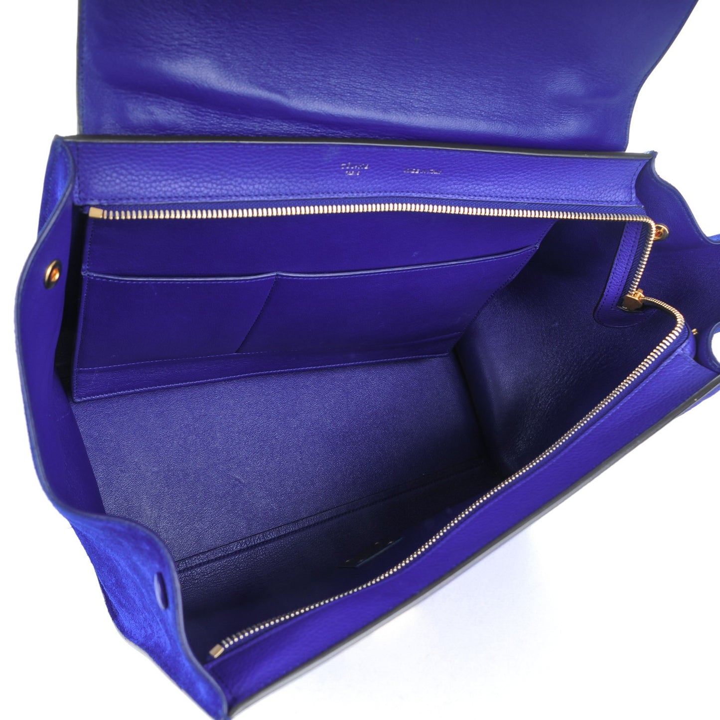 Drummed Calfskin Suede Medium Trapeze Indigo
