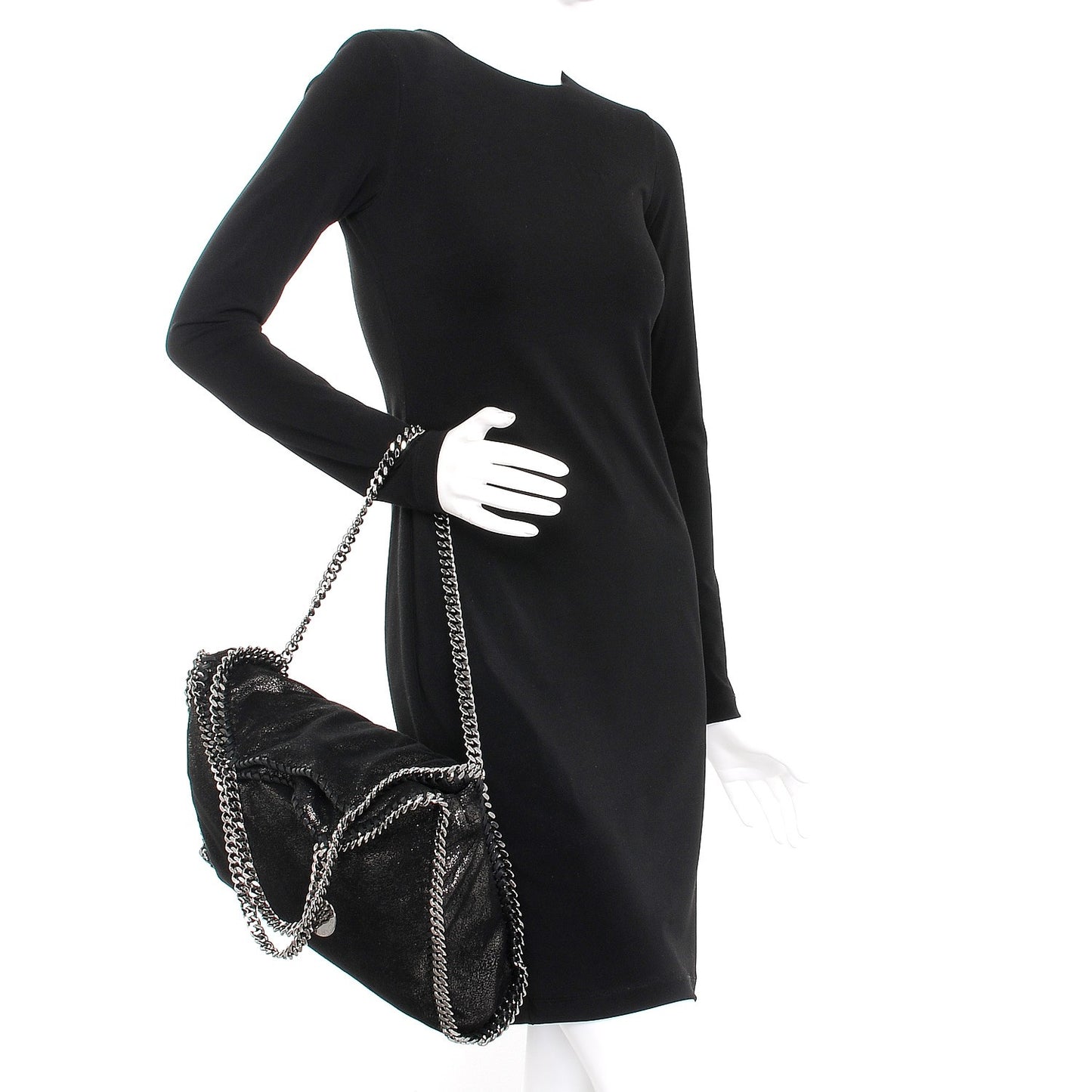 Chamois Shiny Dotted Falabella Fold Over Tote Ruthenium