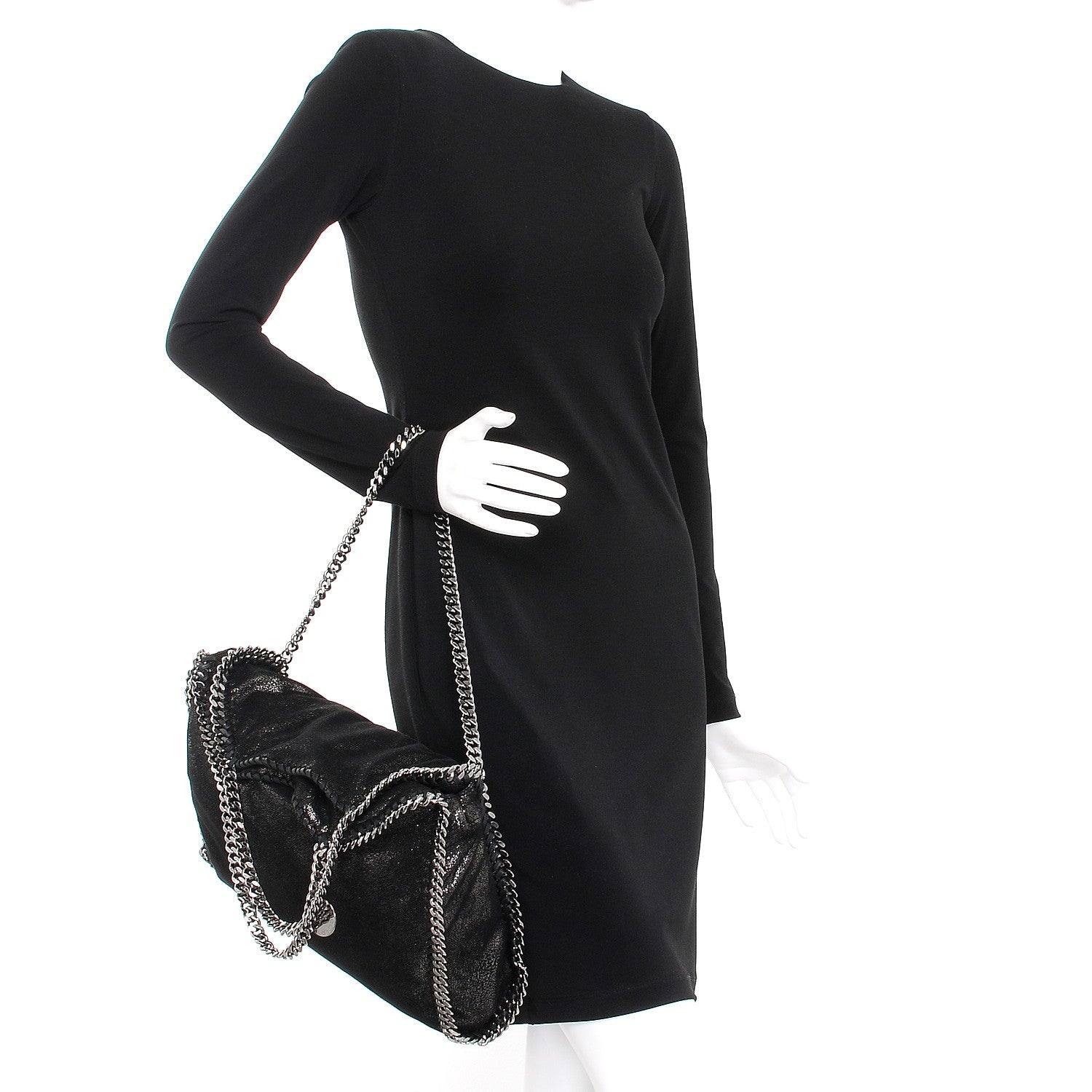 Stella McCartney Chamois Shiny Dotted Falabella Fold Over Tote Ruthenium 2 of 6