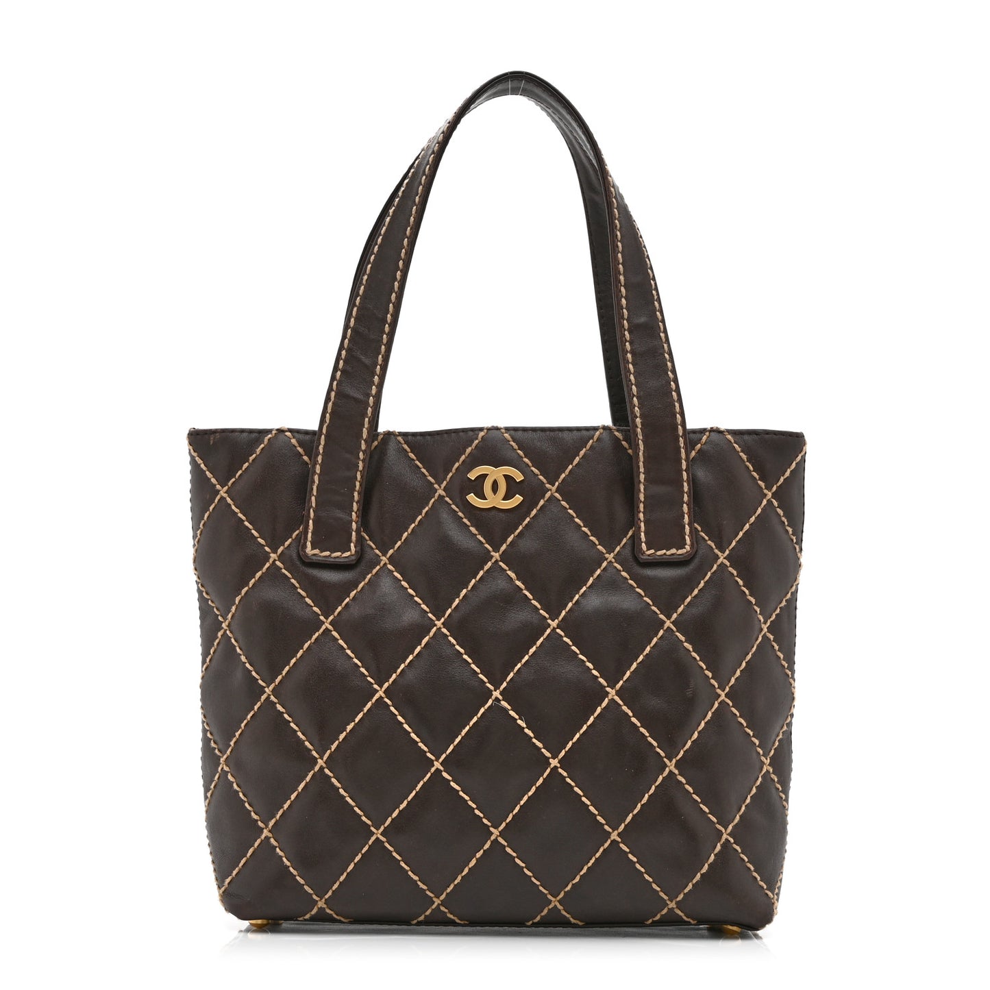Calfskin Wild Stitch Tote Brown