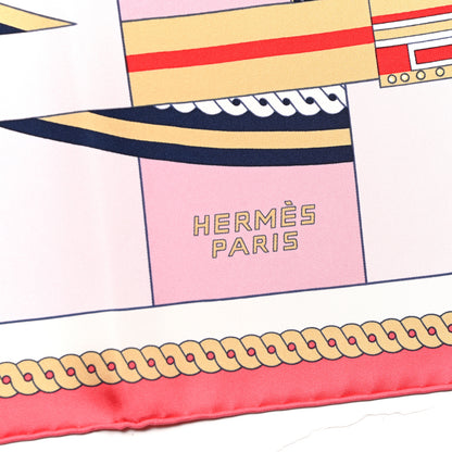 Hermes Silk La Berline Bayadere Scarf 90 Vieux Rose Rouge 2 of 6