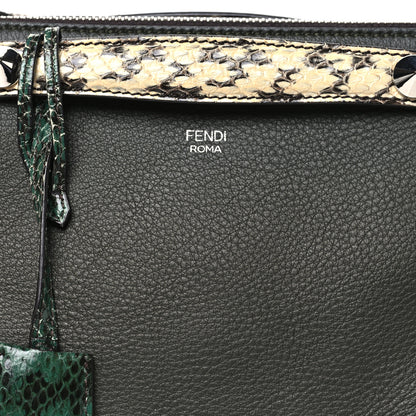 Fendi Vitello Snakeskin Medium By The Way Boston Bag Dark Green Roccia 8 of 11