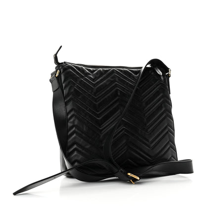 Gucci Calfskin Matelasse GG Marmont Flat Messenger Bag Black 3 of 10