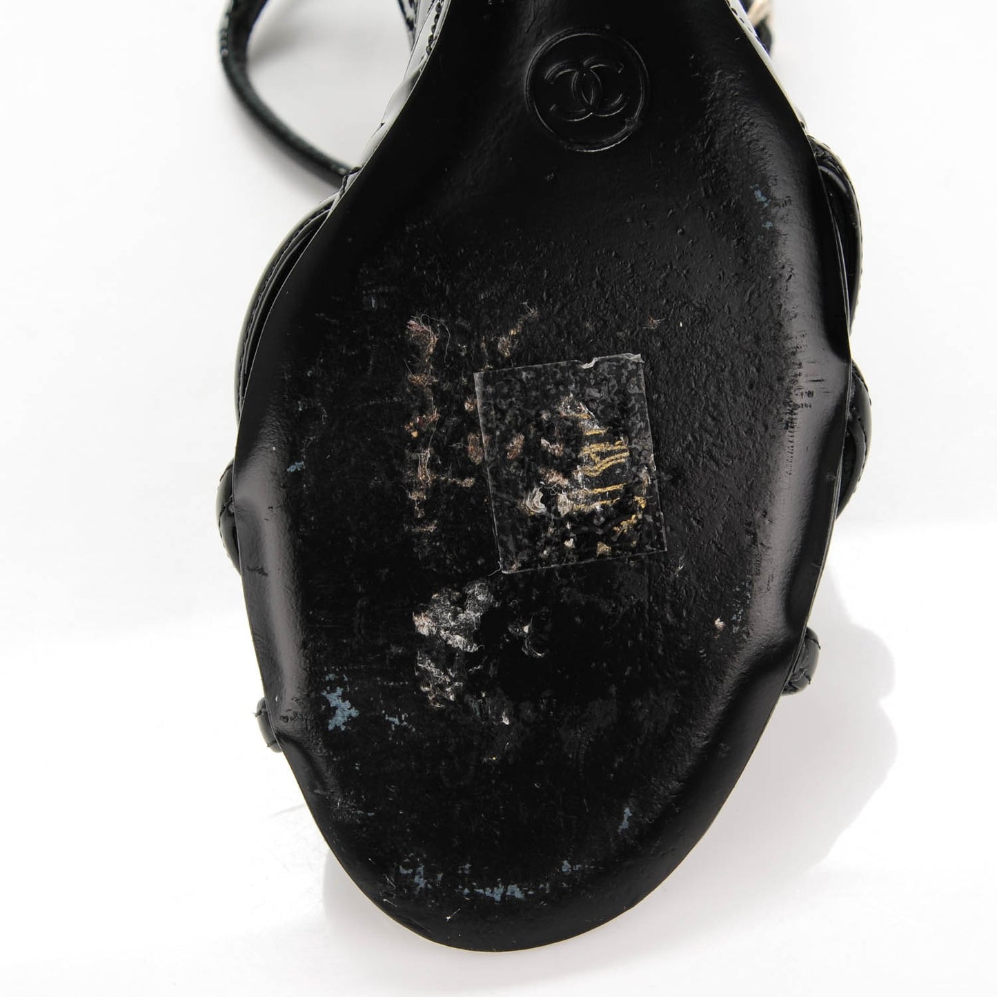 Patent Quilted Wedge Sandals 36.5 Black