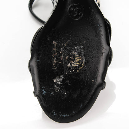 Chanel Patent Quilted Wedge Sandals 36.5 Black 8 of 9