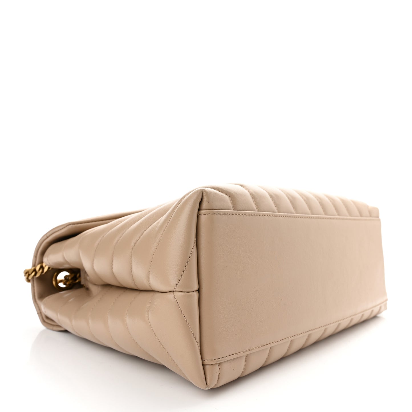 Calfskin Y Quilted Monogram Medium Loulou Chain Satchel Dark Beige