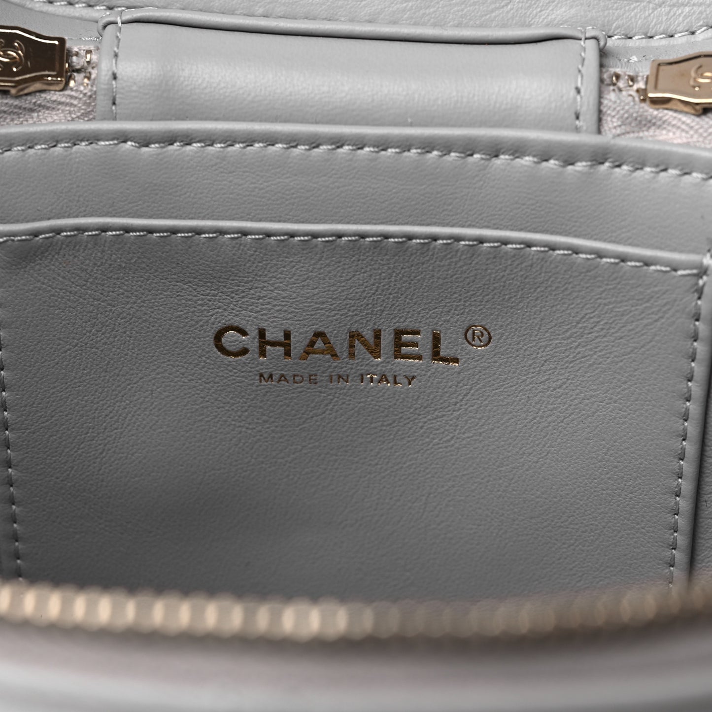 Lambskin Quilted Trendy Vanity Case Grey