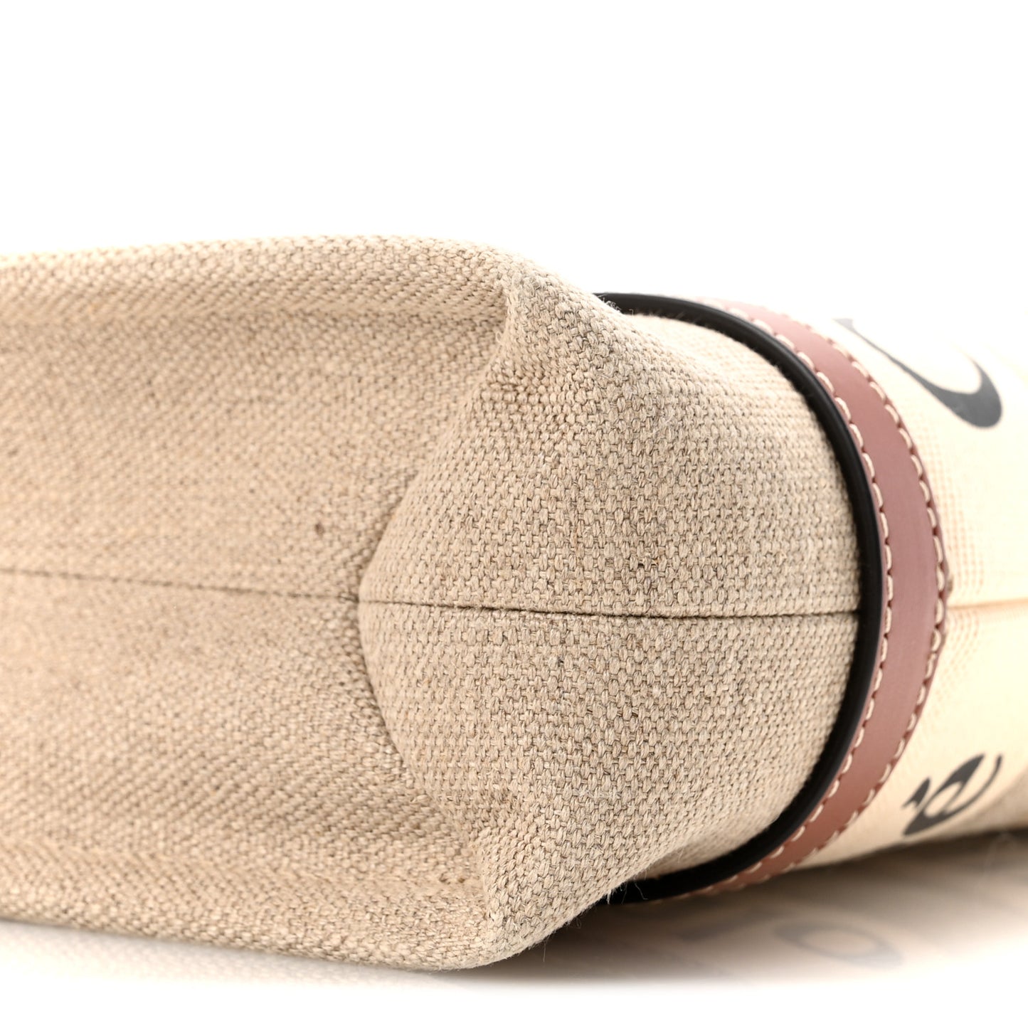 Cotton Calfskin Small Woody Ribbon Tote With Strap White Brown