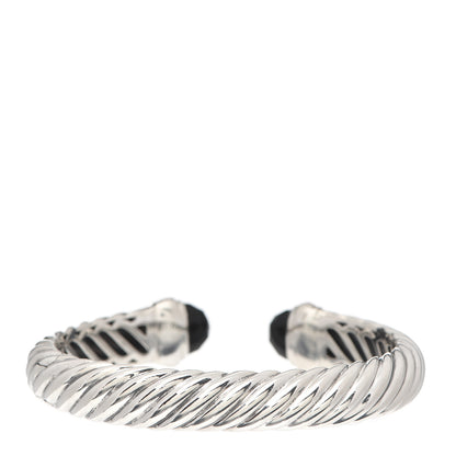 David Yurman Sterling Silver Diamond Black Onyx 10mm Waverly Bracelet 3 of 4