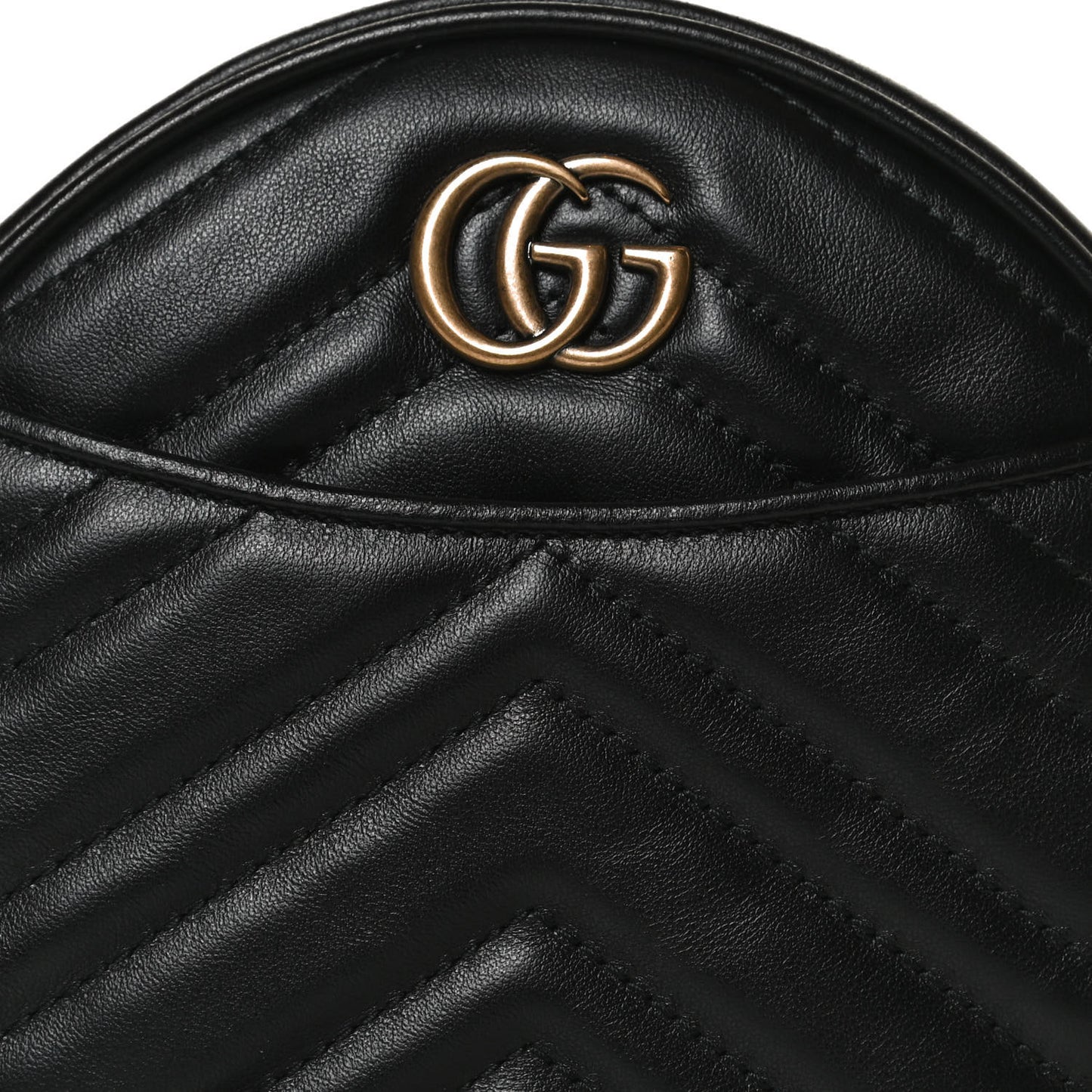 Calfskin Matelasse GG Marmont Round Wrist Wallet Black