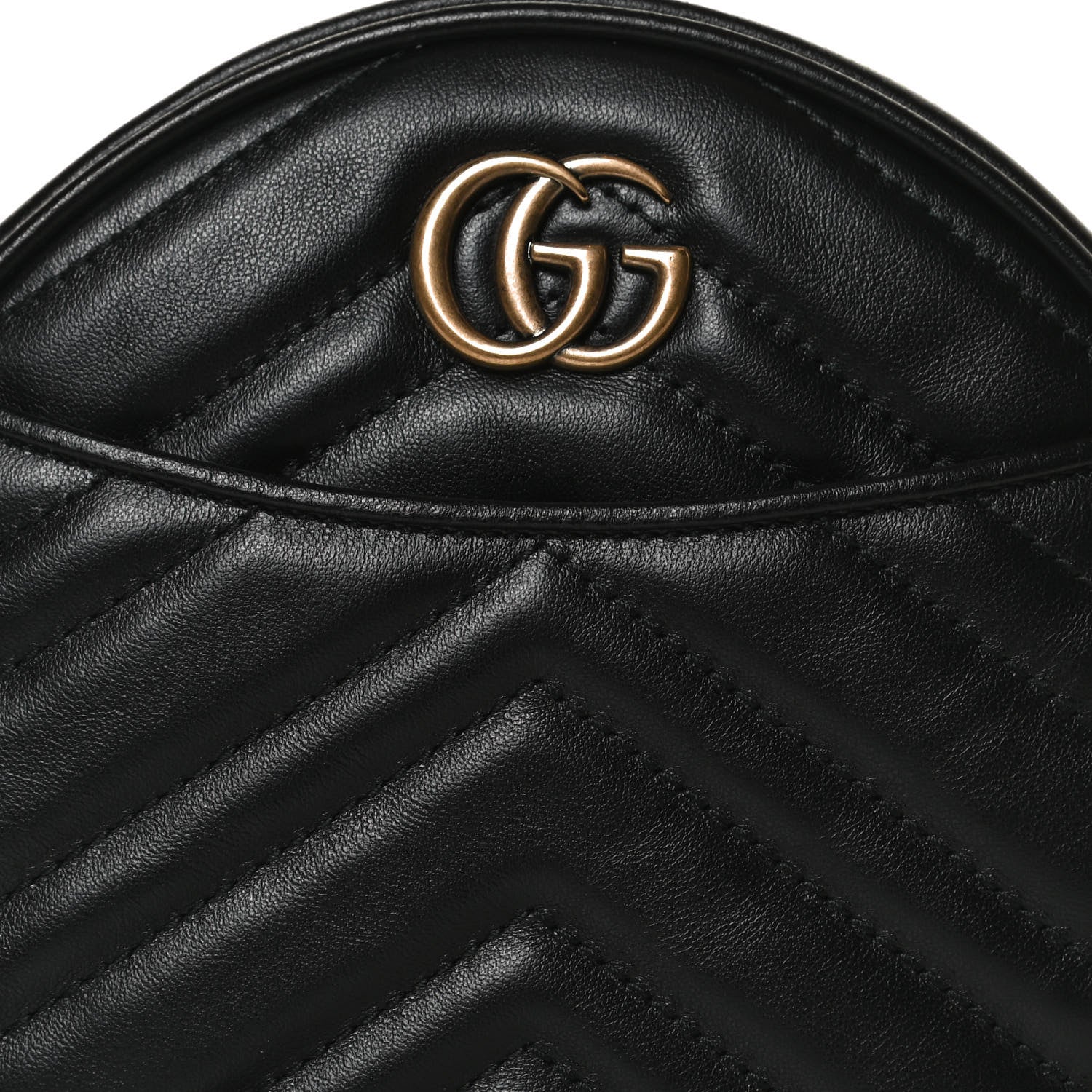 Gucci Calfskin Matelasse GG Marmont Round Wrist Wallet Black 6 of 8