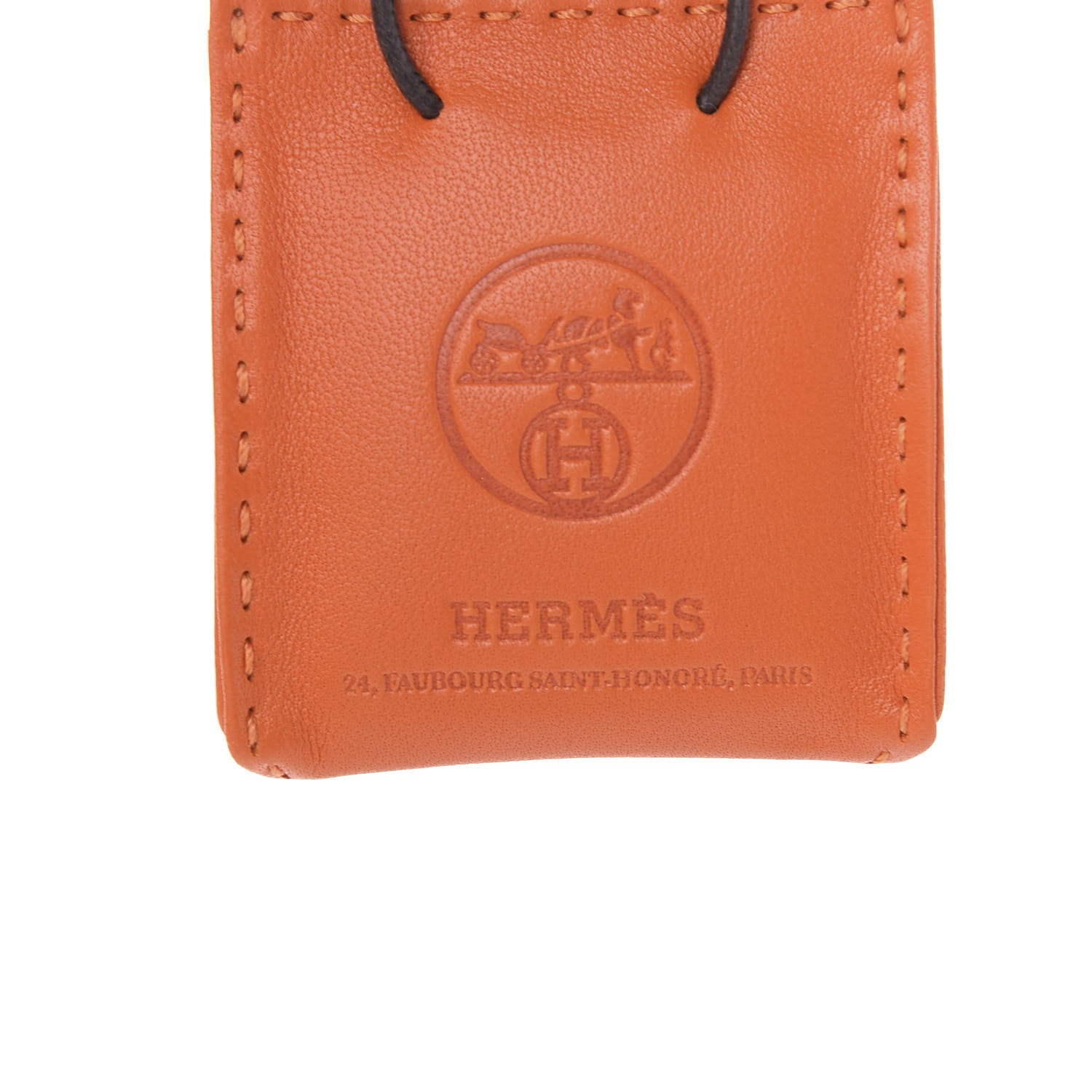 Hermes Milo Lambskin Swift Shopping Bag Charm Feu Gold 3 of 4