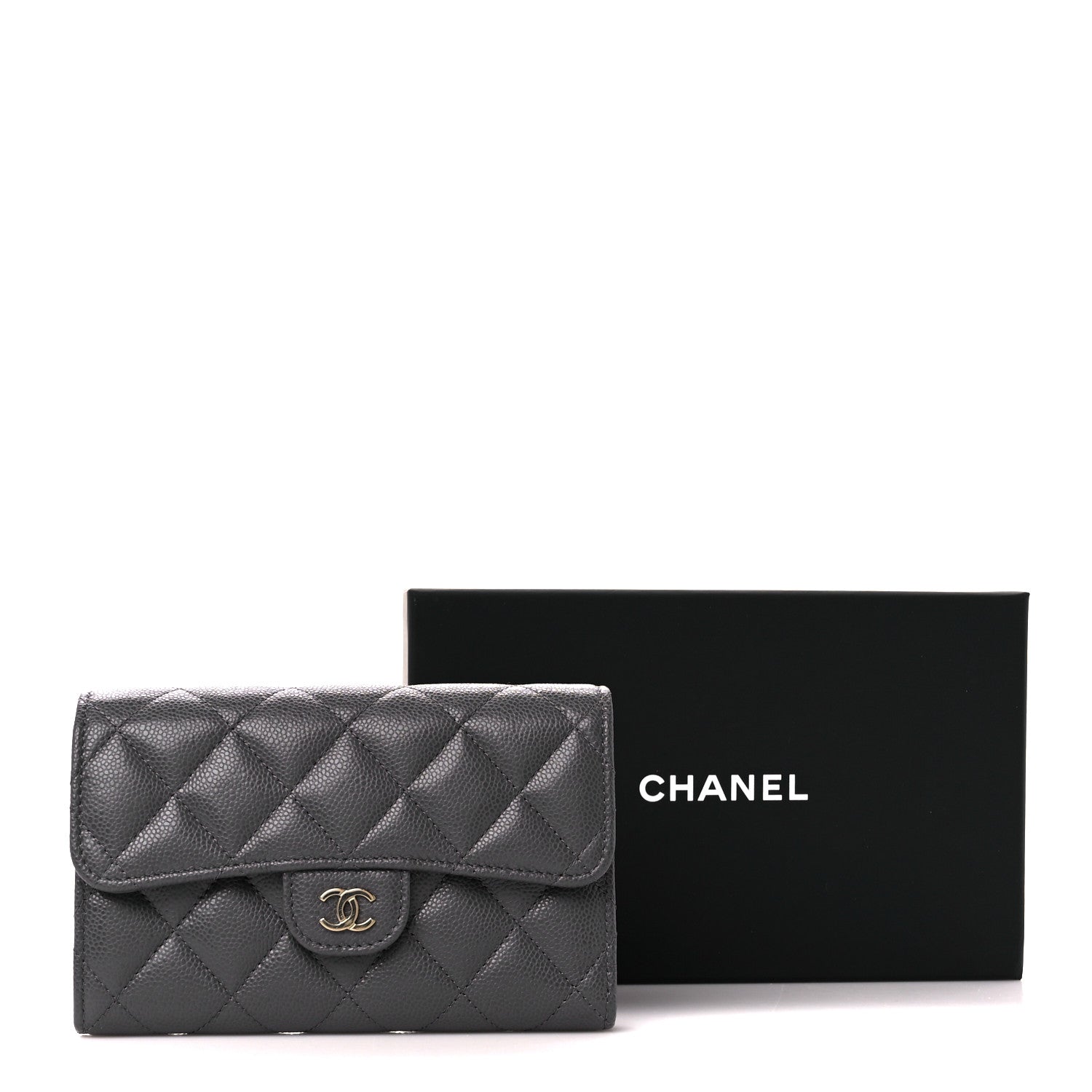 Chanel Caviar Quilted Medium Flap Wallet Grey 3 of 15