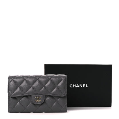 Chanel Caviar Quilted Medium Flap Wallet Grey 3 of 15