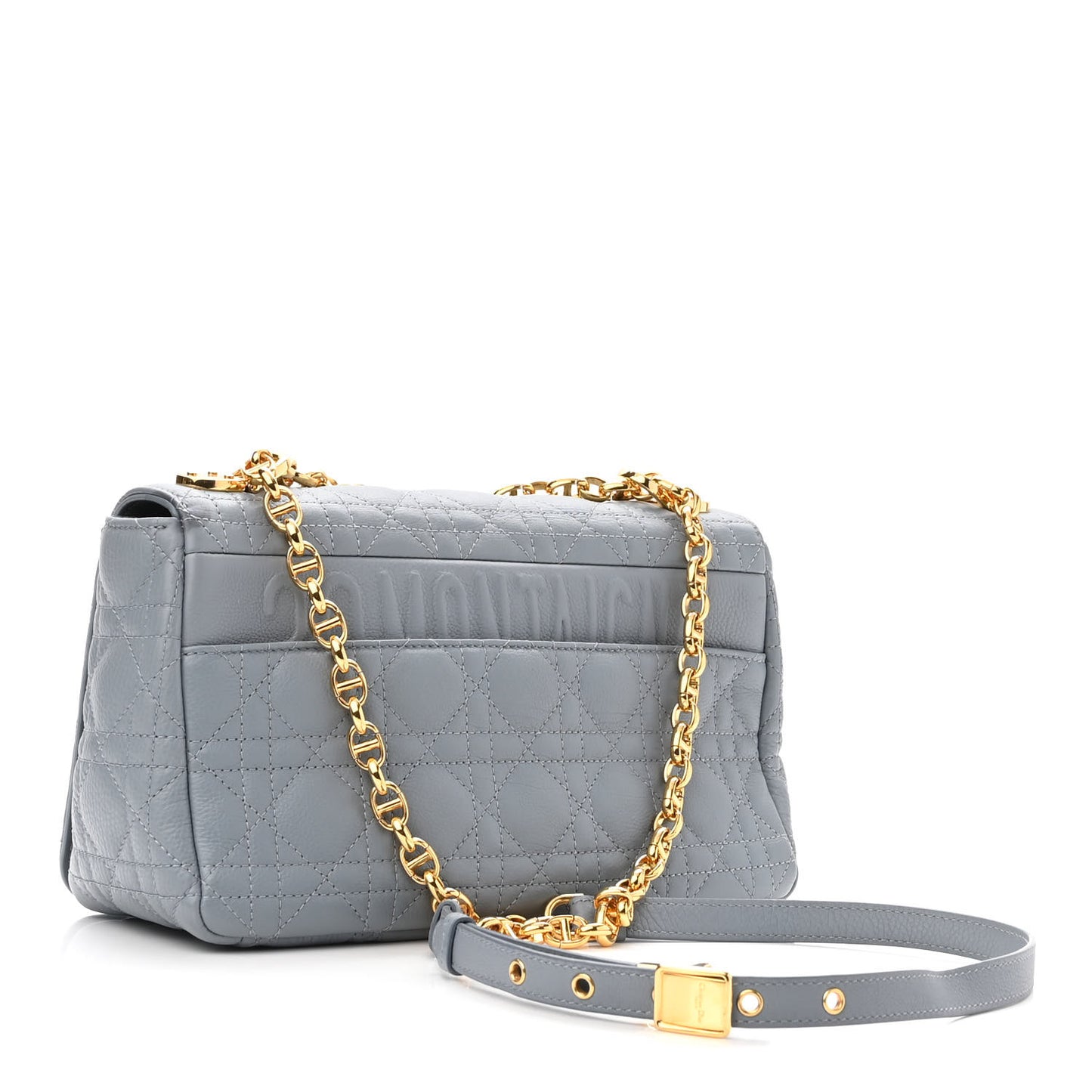 Supple Calfskin Cannage Medium Caro Bag Ethereal Grey