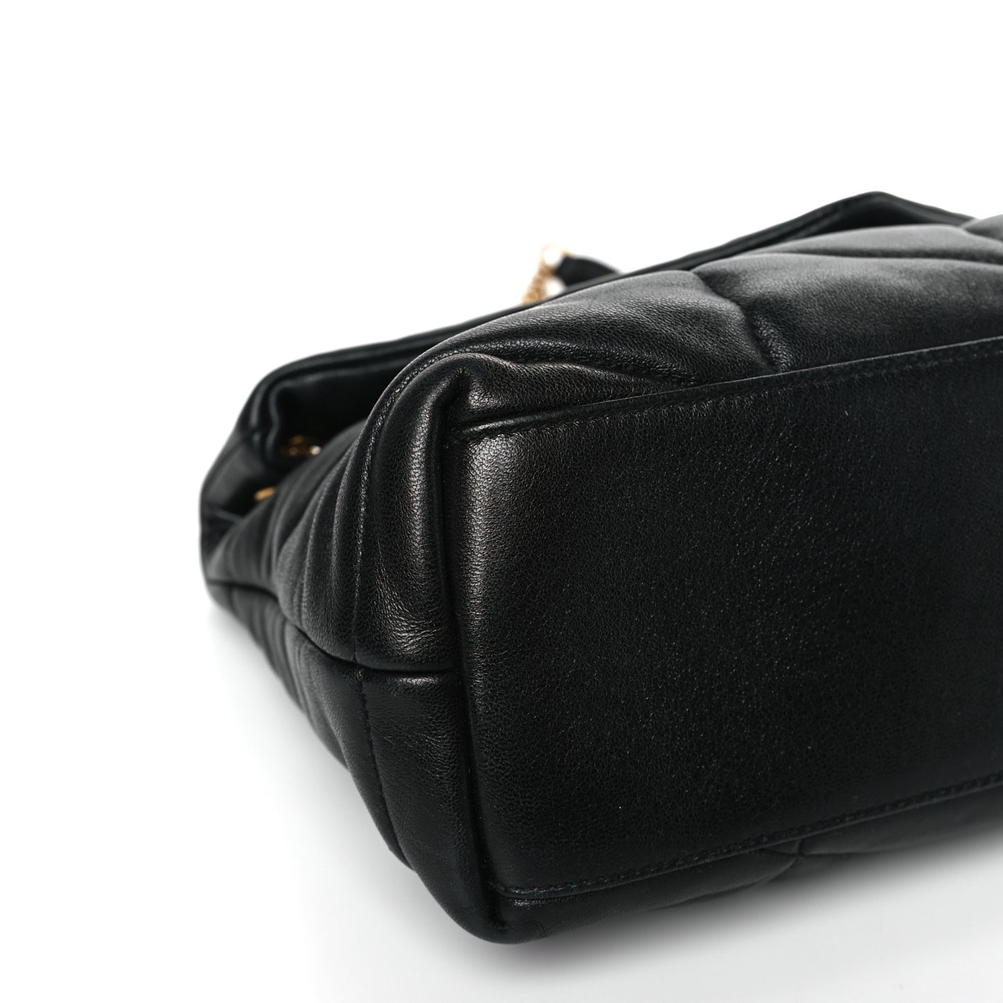 Lambskin Quilted Small Loulou Puffer Monogram Chain Satchel Black