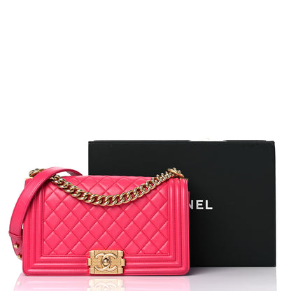 Chanel Lambskin Quilted Medium Boy Flap Fuchsia 17 of 17