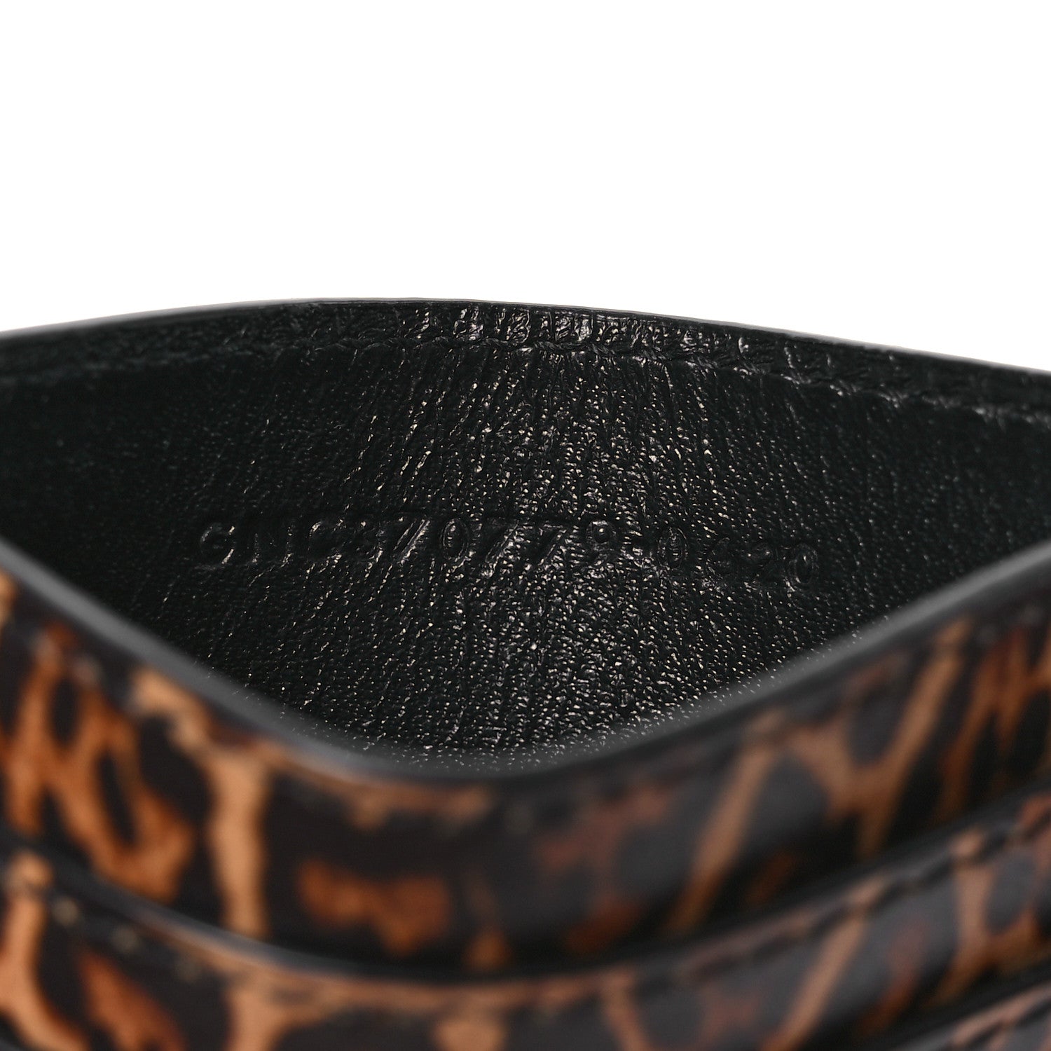 Saint Laurent Calfskin Leopard Printed Cassandra Credit Card Case Toffee 7 of 7