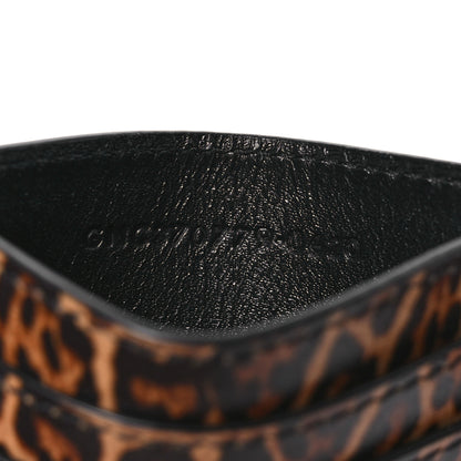 Saint Laurent Calfskin Leopard Printed Cassandra Credit Card Case Toffee 7 of 7