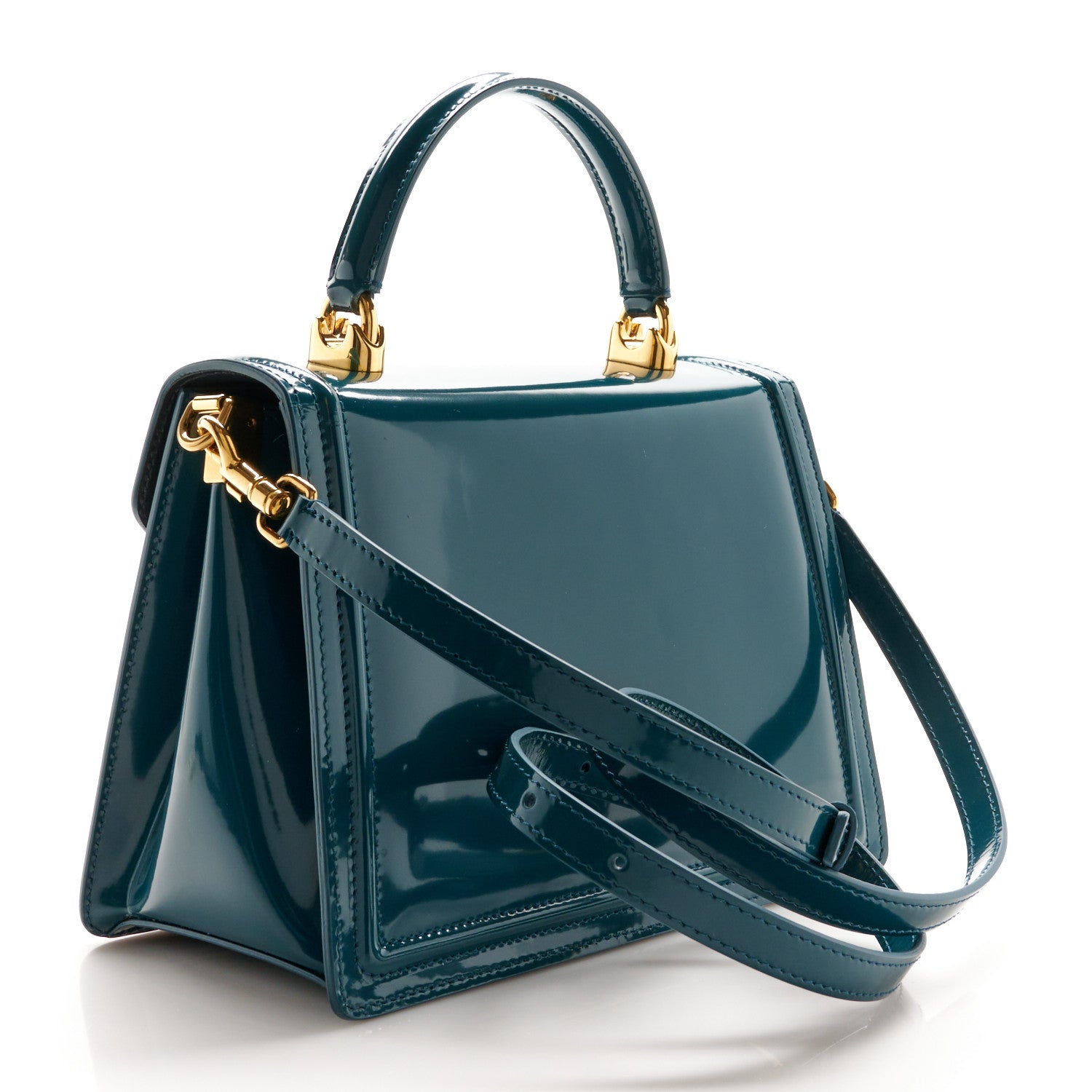 Dolce & Gabbana Patent Medium Devotion Envelope Top Handle Bag Emerald 3 of 11