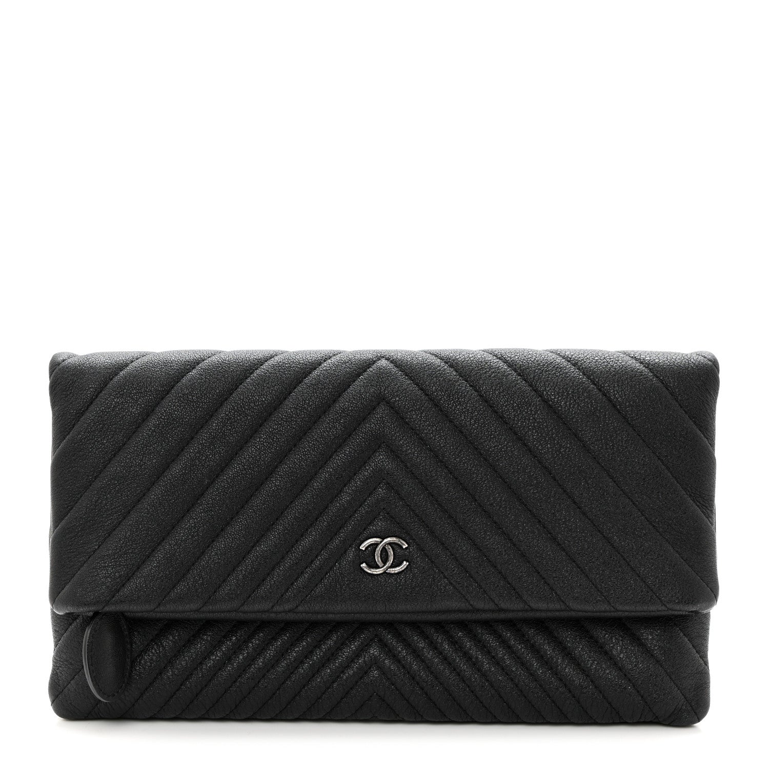 Chanel Calfskin Chevron CC Beauty Clutch Black 1 of 10