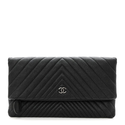 Chanel Calfskin Chevron CC Beauty Clutch Black 1 of 10