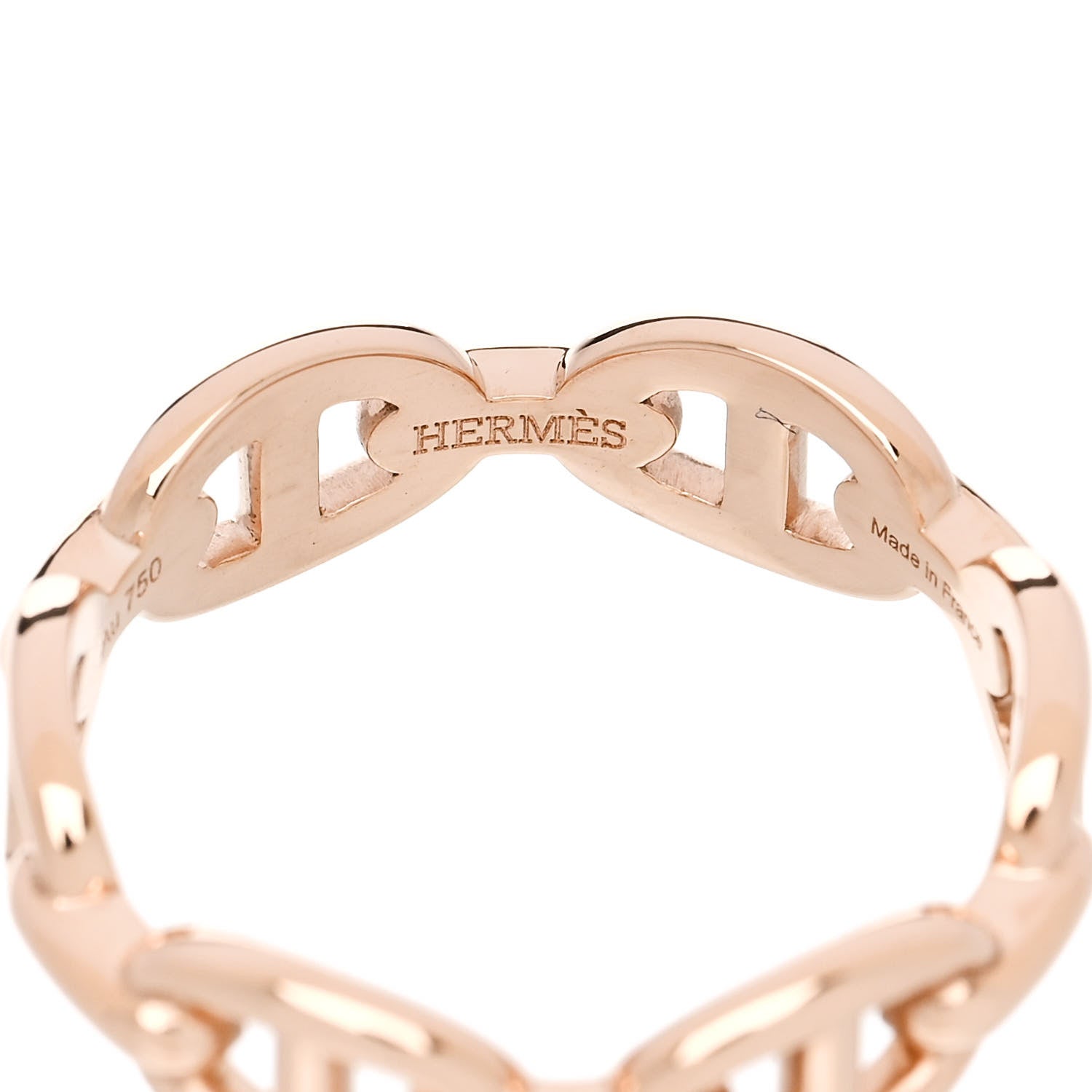 Hermes 18K Rose Gold PM Chaine d'Ancre Enchainee Ring 55 7.25 4 of 7