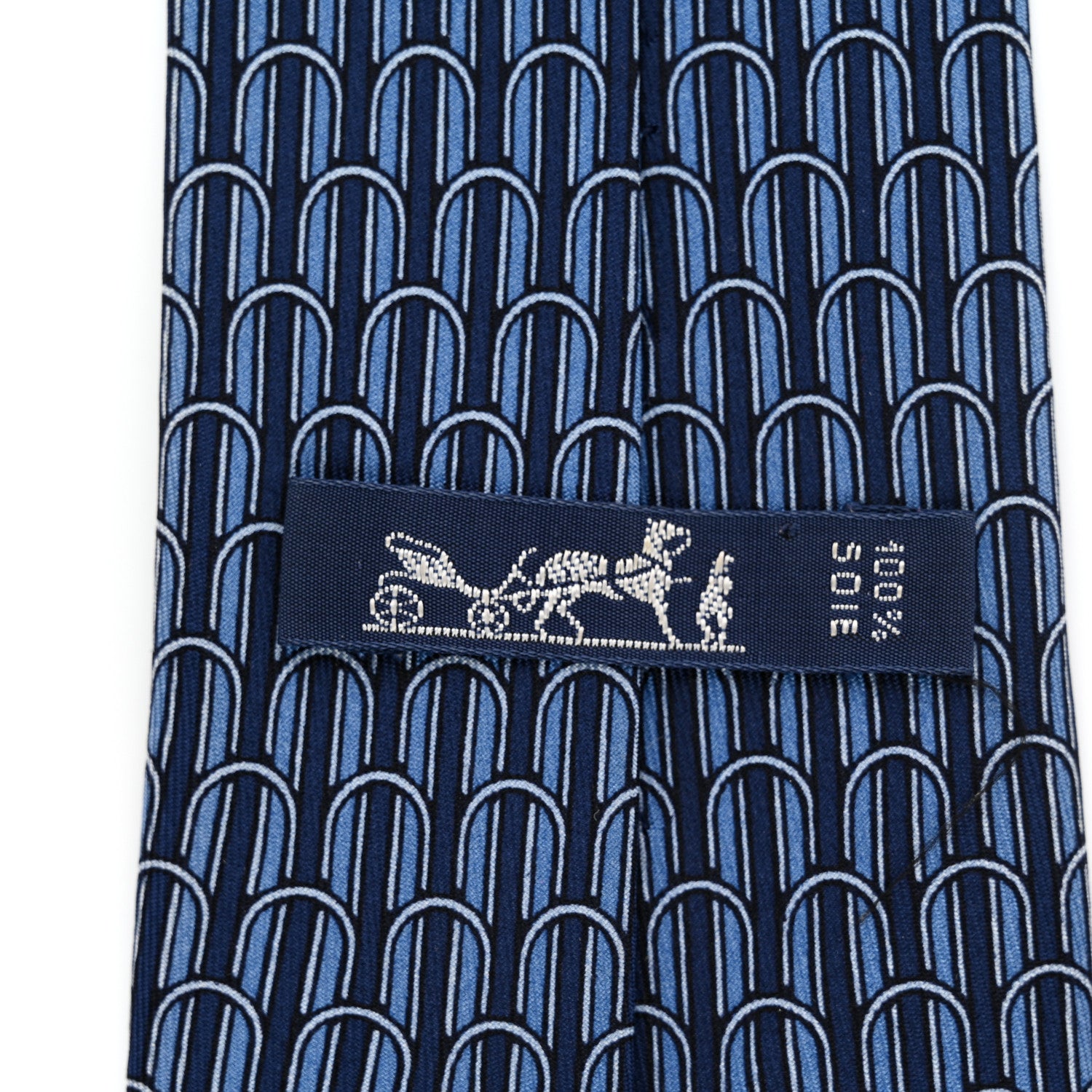 Hermes Silk Printed Mens Tie Marine 6 of 8