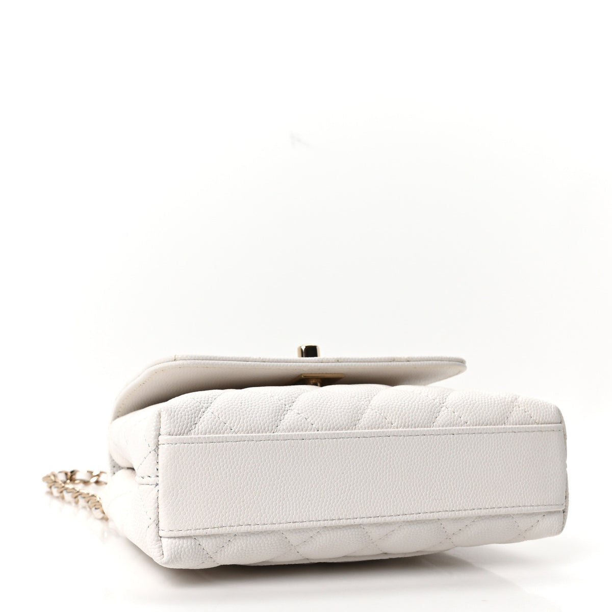 Chanel Caviar Quilted Coco Handle Clutch With Chain White 4 of 11