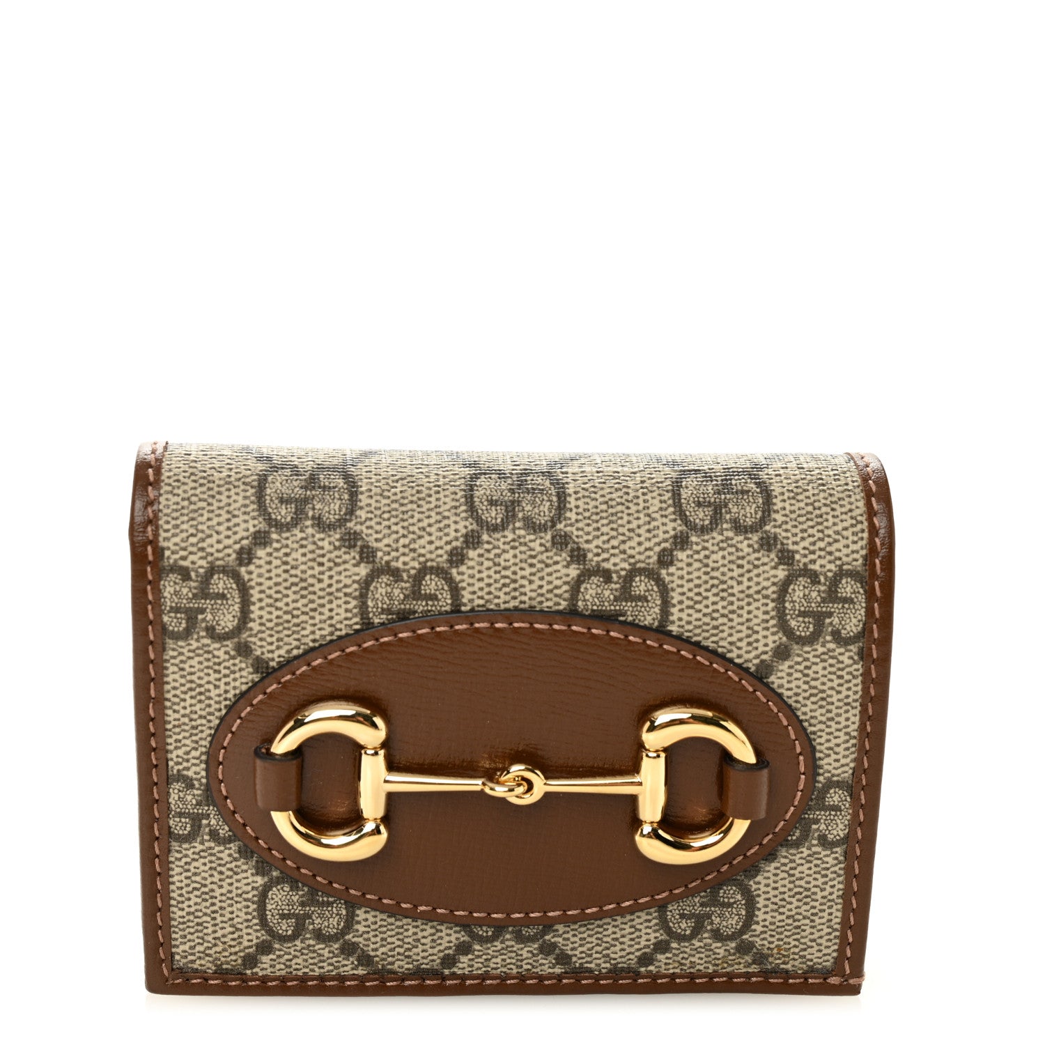 Gucci GG Supreme Monogram Horsebit 1955 Card Case Wallet Beige Ebony Brown Sugar 1 of 9
