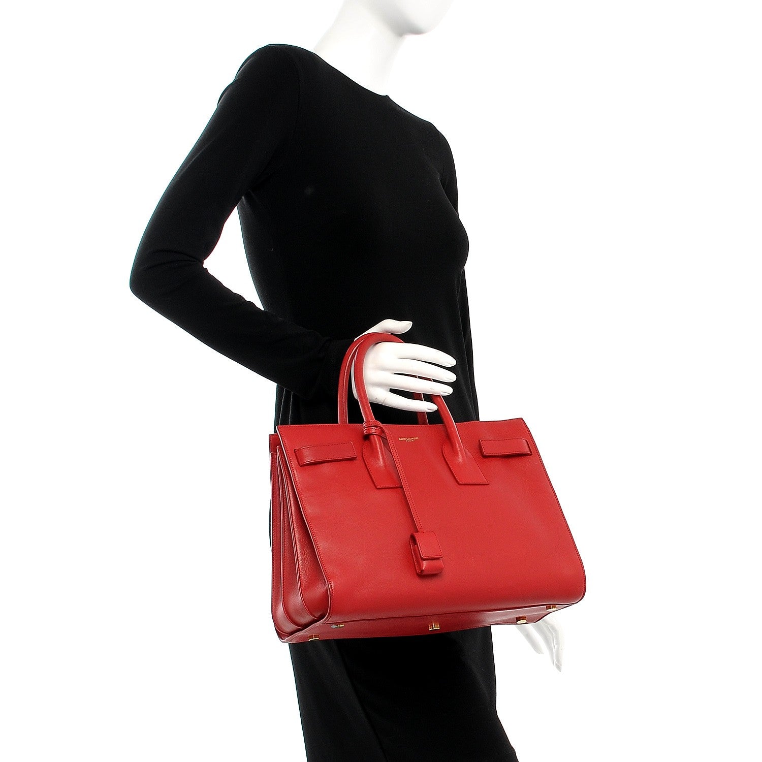 Saint Laurent Calfskin Small Sac De Jour Rouge Orient 3 of 16